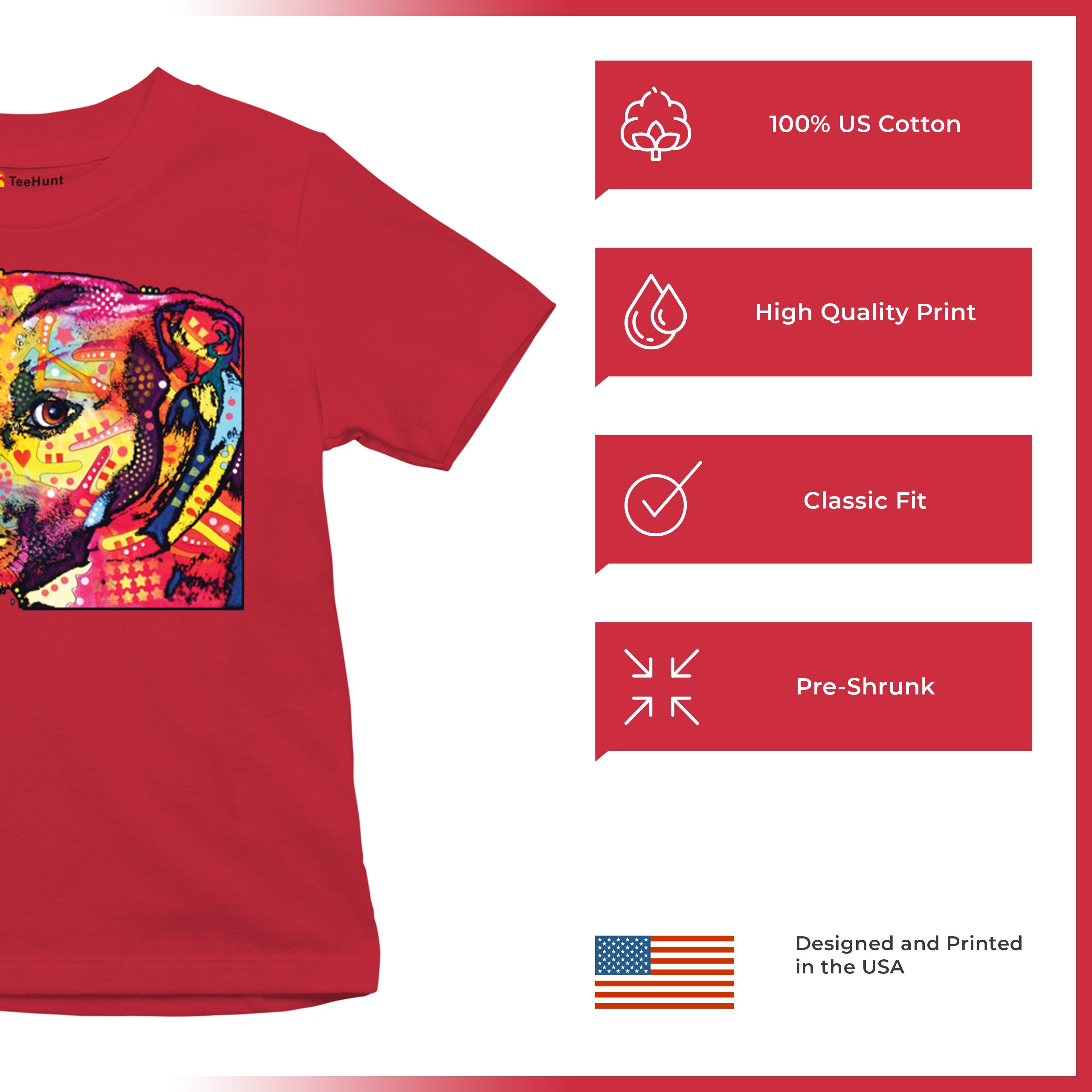 Dean Russo Pit Bull Youth T-shirt Dog Wags Its Tail with Its Heart Kids - Picture 21 of 50