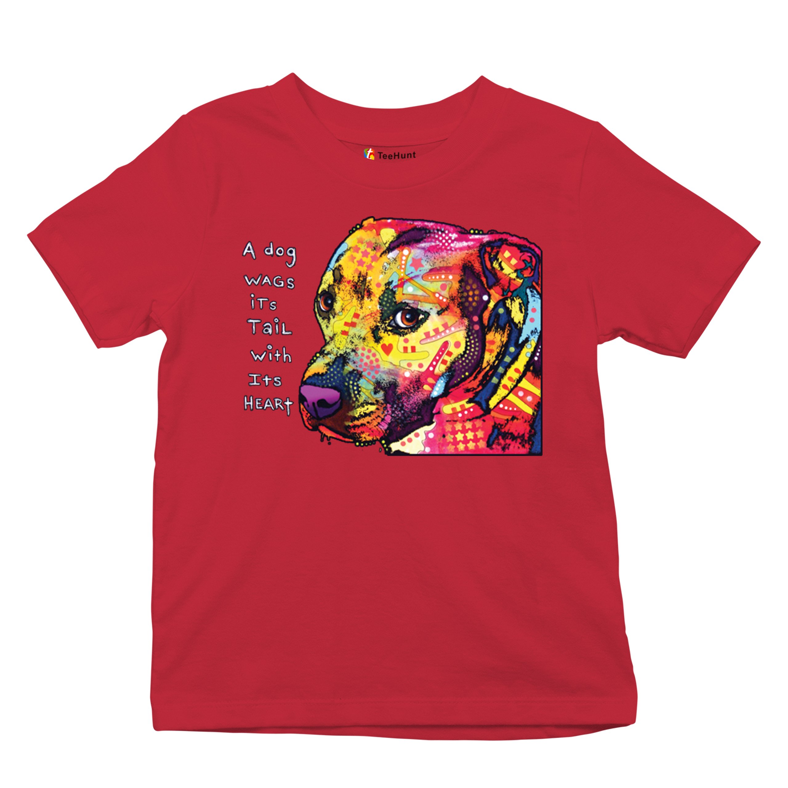 Dean Russo Pit Bull Youth T-shirt Dog Wags Its Tail with Its Heart Kids - Picture 20 of 50