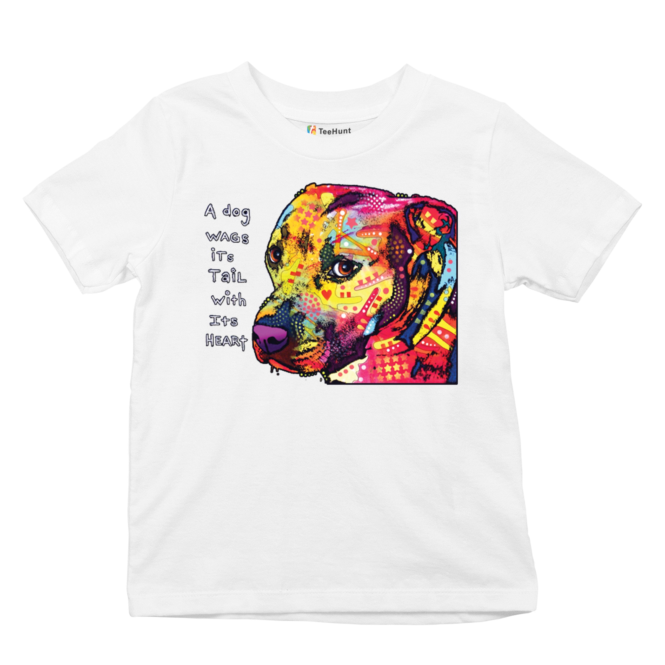 Dean Russo Pit Bull Youth T-shirt Dog Wags Its Tail with Its Heart Kids - Picture 27 of 50