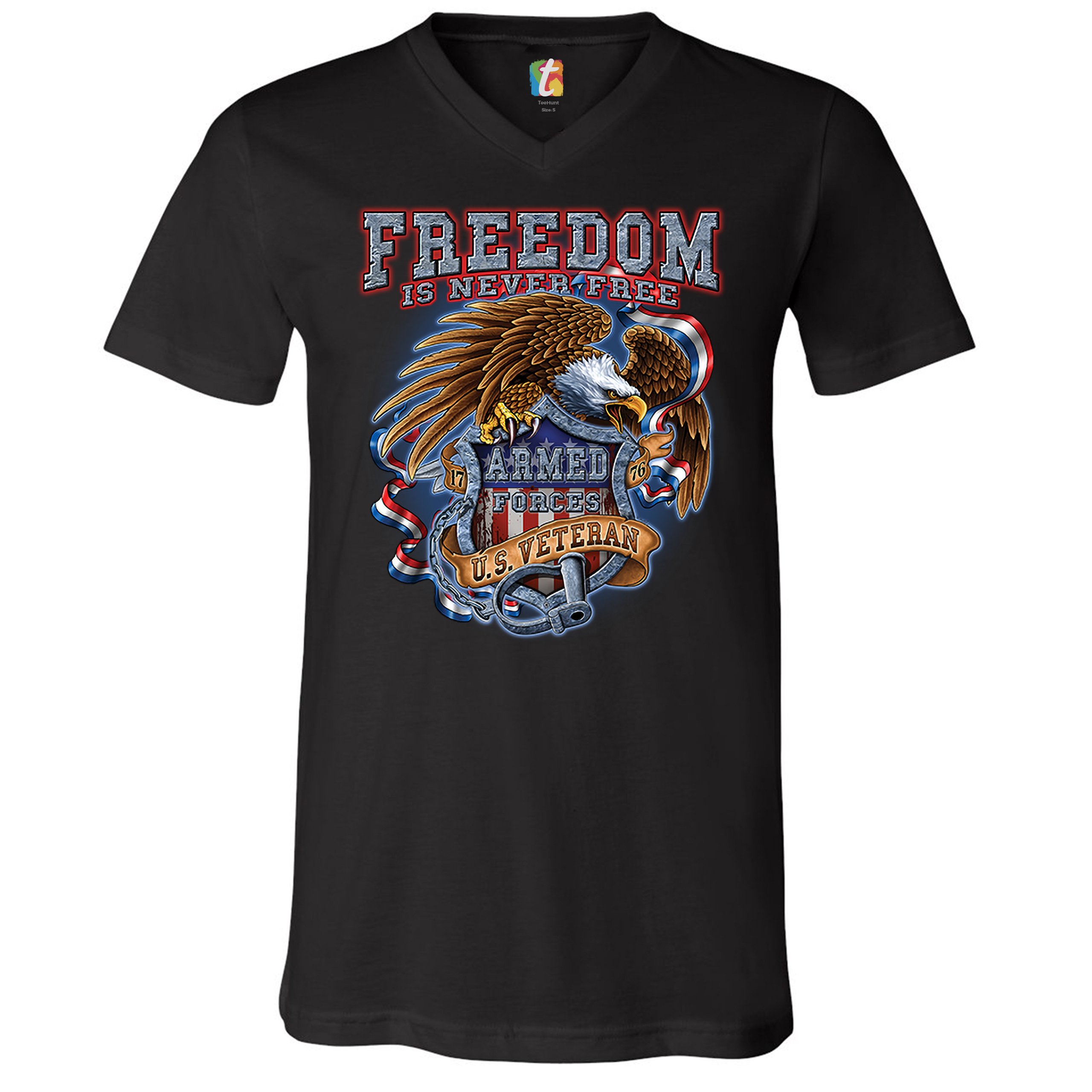 ALTRA Freedom Is Never Free T shirt collo a V USA Maglietta militare veterana forze armate