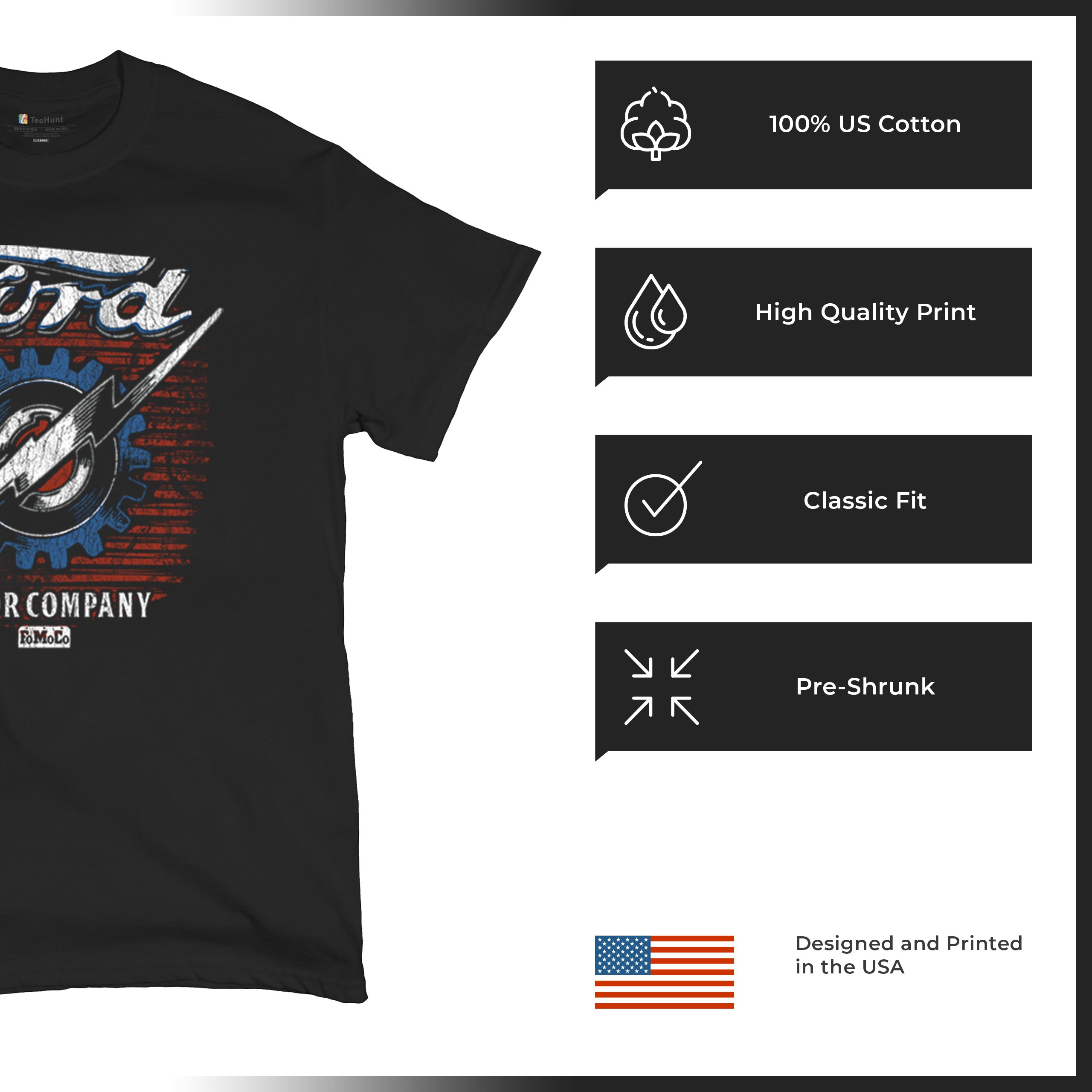Ford F-100 Lightning Bolt Gear FoMoCo T-Shirt Vintage Pickup Truck Herren Tee - Bild 7 von 50