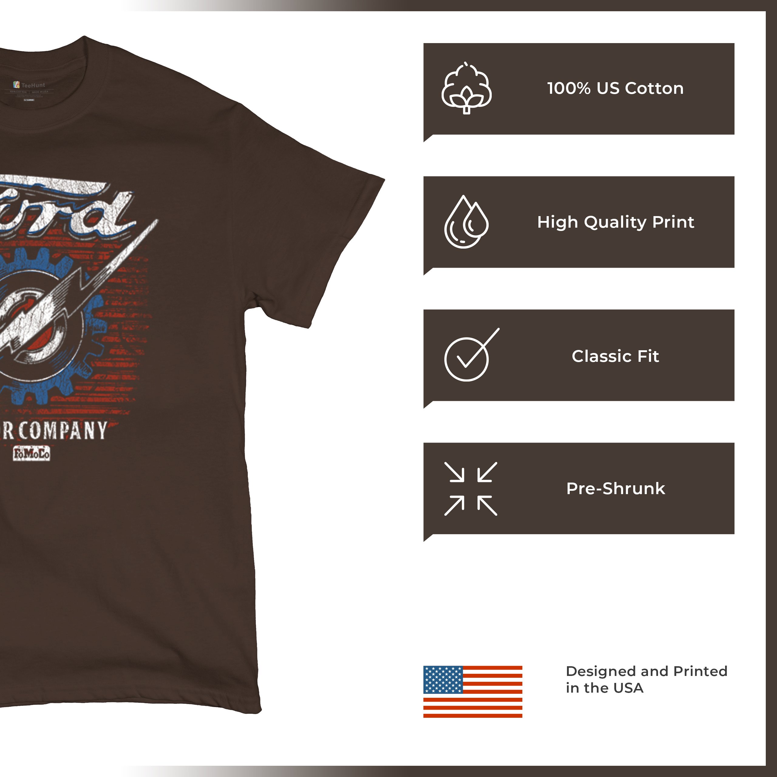 Ford F-100 Lightning Bolt Gear FoMoCo T-Shirt Vintage Pickup Truck Herren Tee - Bild 35 von 50