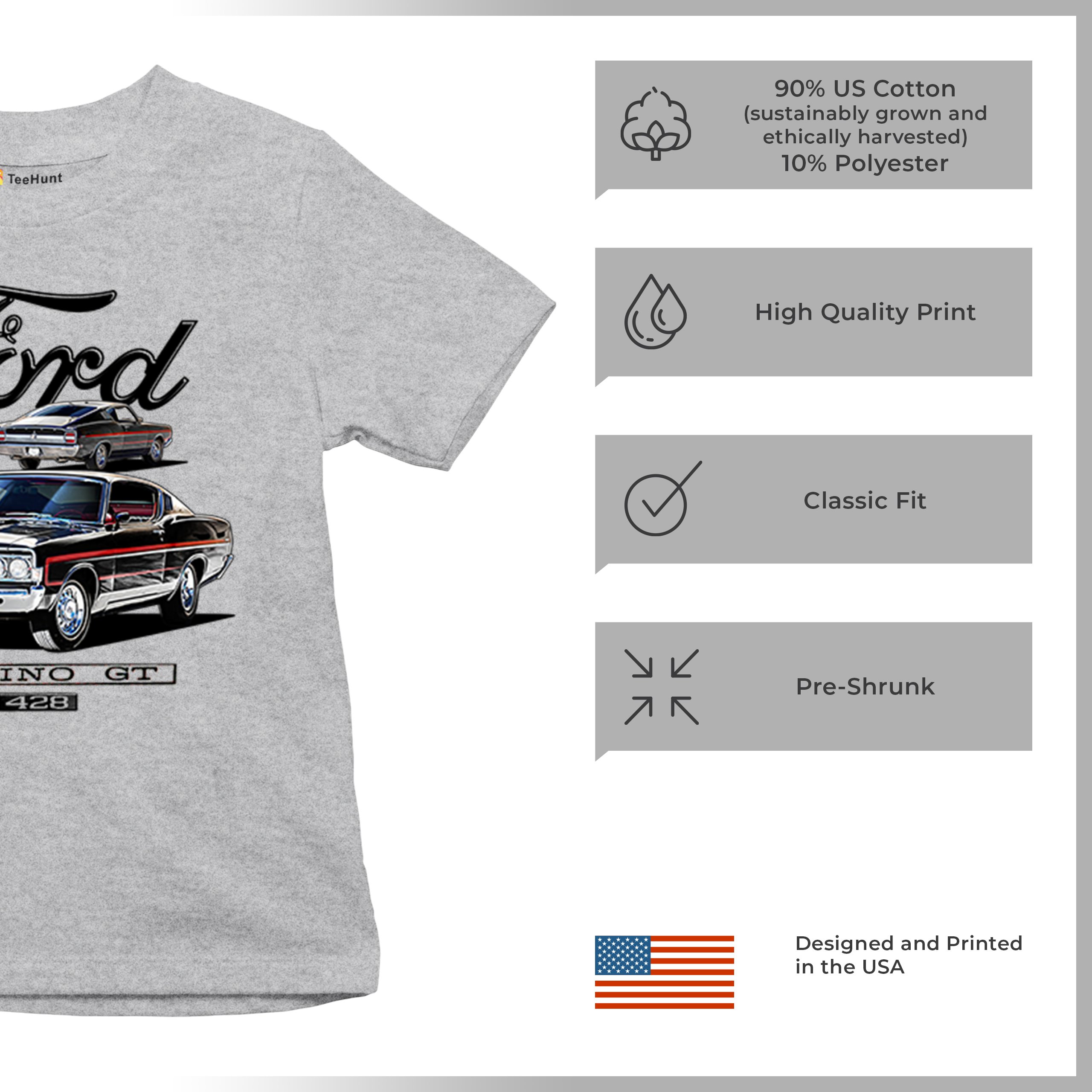 1969 Ford Torino GT Cobra Youth T-shirt American Muscle Car Classic Retro Kids - Picture 14 of 22
