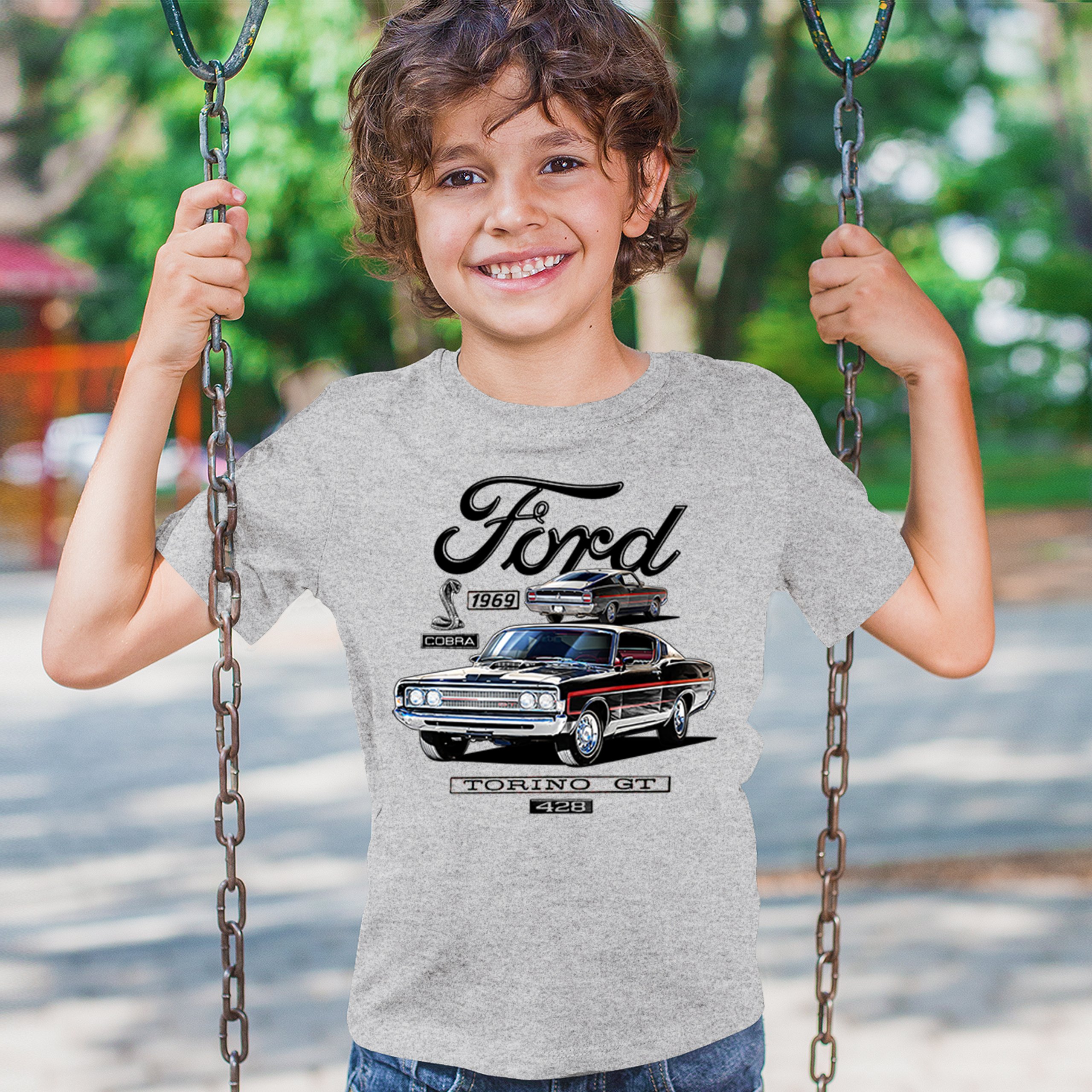 1969 Ford Torino GT Cobra Youth T-shirt American Muscle Car Classic Retro Kids - Picture 12 of 22