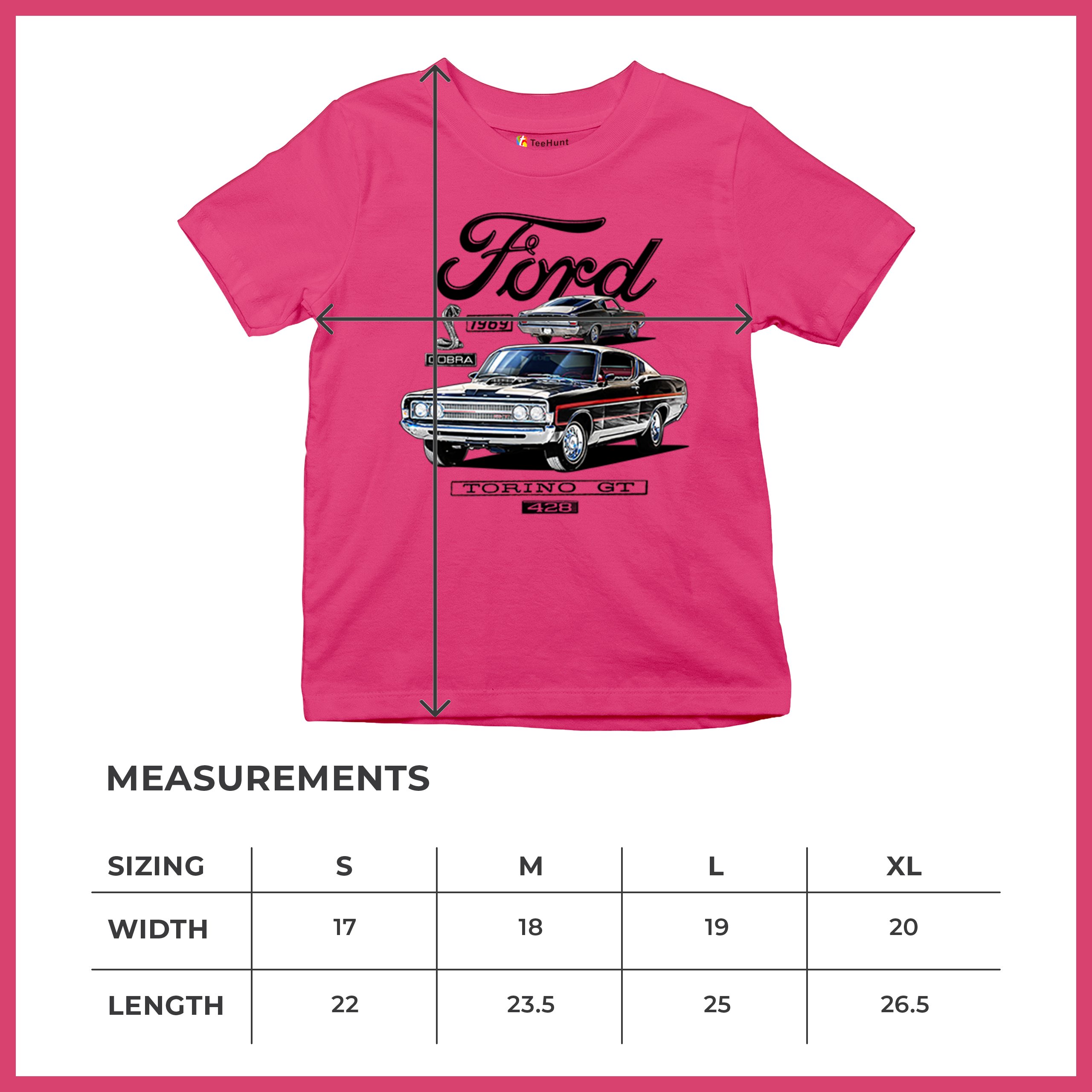 1969 Ford Torino GT Cobra Youth T-shirt American Muscle Car Classic Retro Kids - Picture 22 of 22
