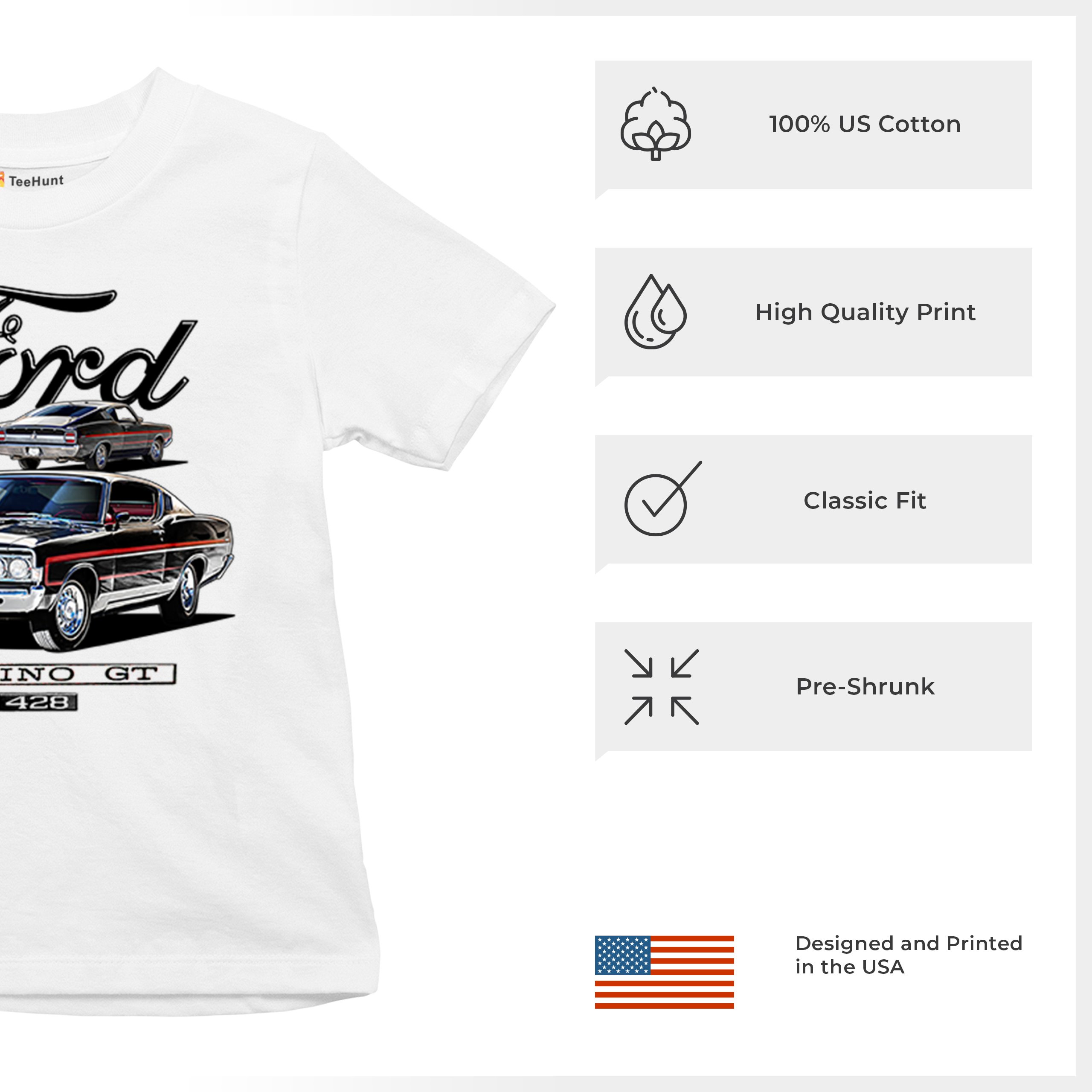 1969 Ford Torino GT Cobra Youth T-shirt American Muscle Car Classic Retro Kids - Picture 7 of 22