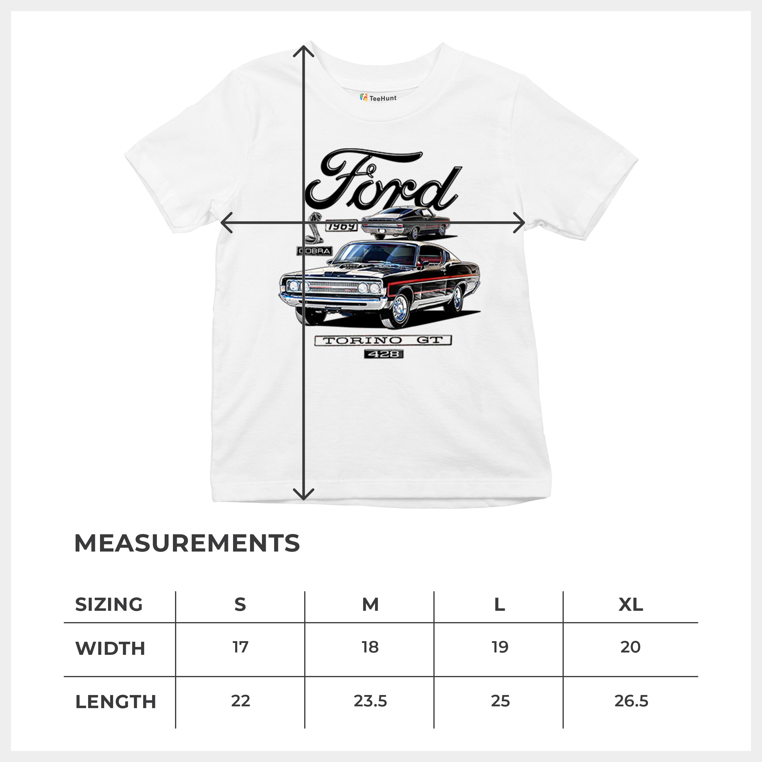 1969 Ford Torino GT Cobra Youth T-shirt American Muscle Car Classic Retro Kids - Picture 8 of 22