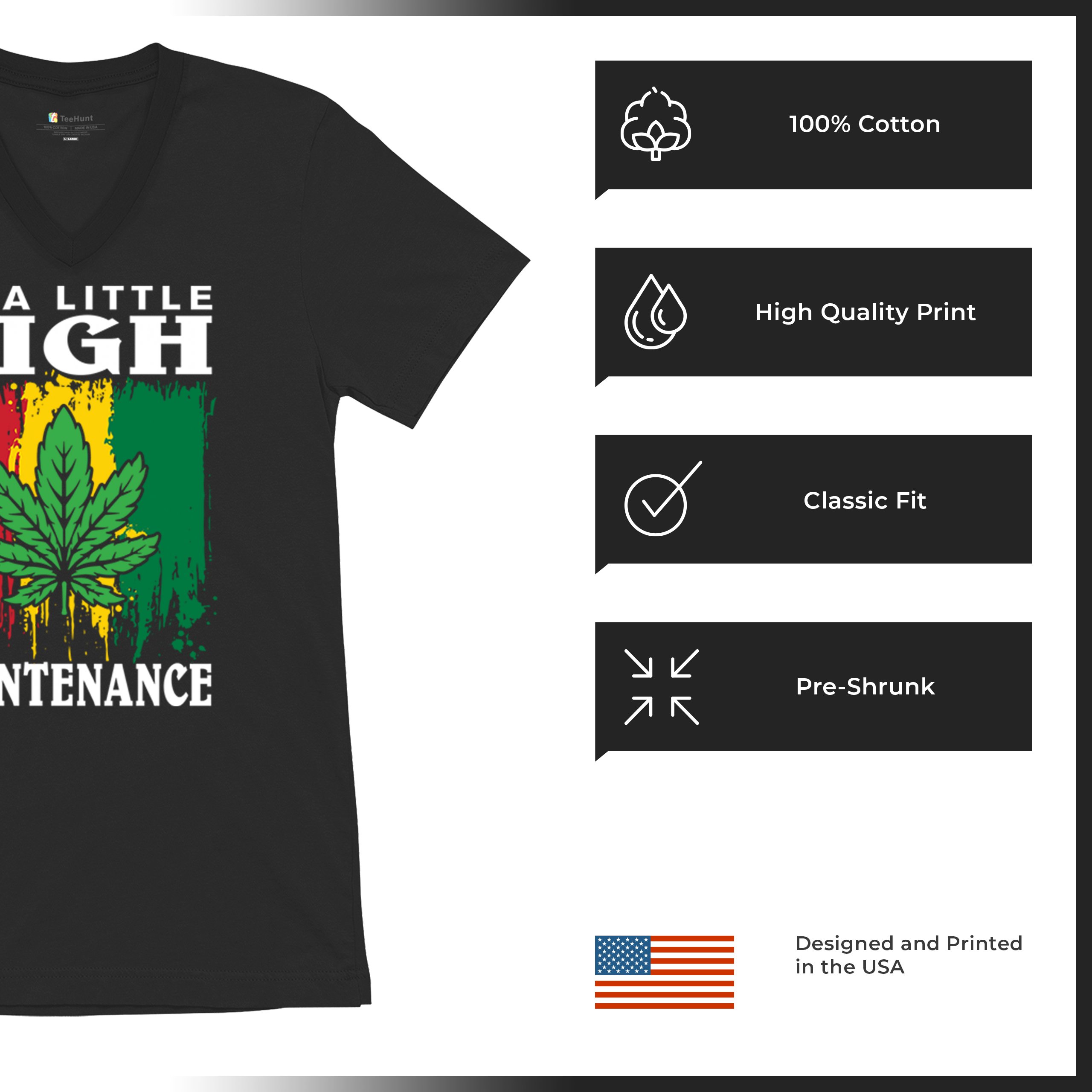 I'm a Little High Maintenance V-Neck T-shirt Funny Weed 420 Cannabis IV XX Tee - Picture 7 of 15