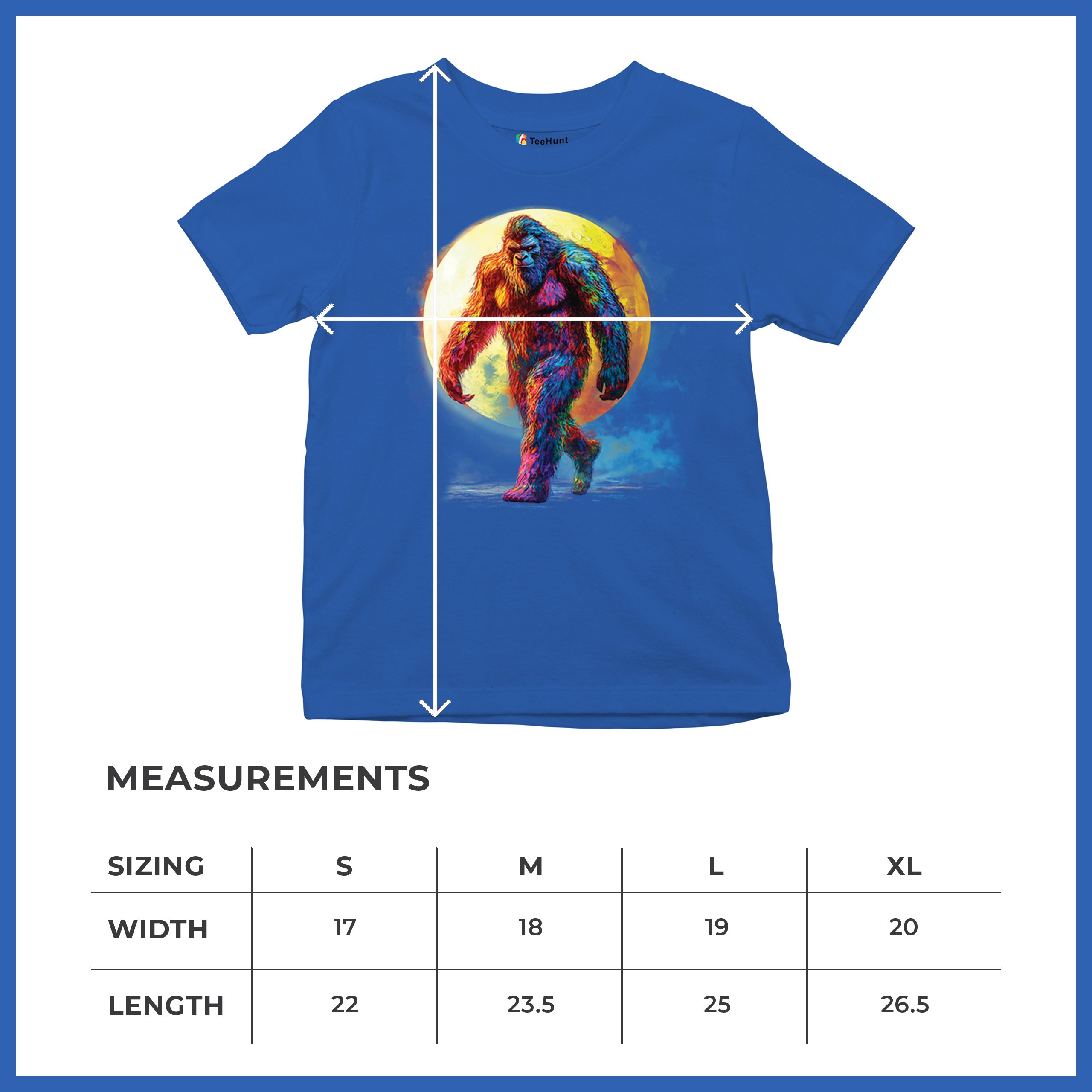 Full Moon Bigfoot Youth T-shirt Hiking Sasquatch Hide and Seek Champ Kids - Picture 43 of 50