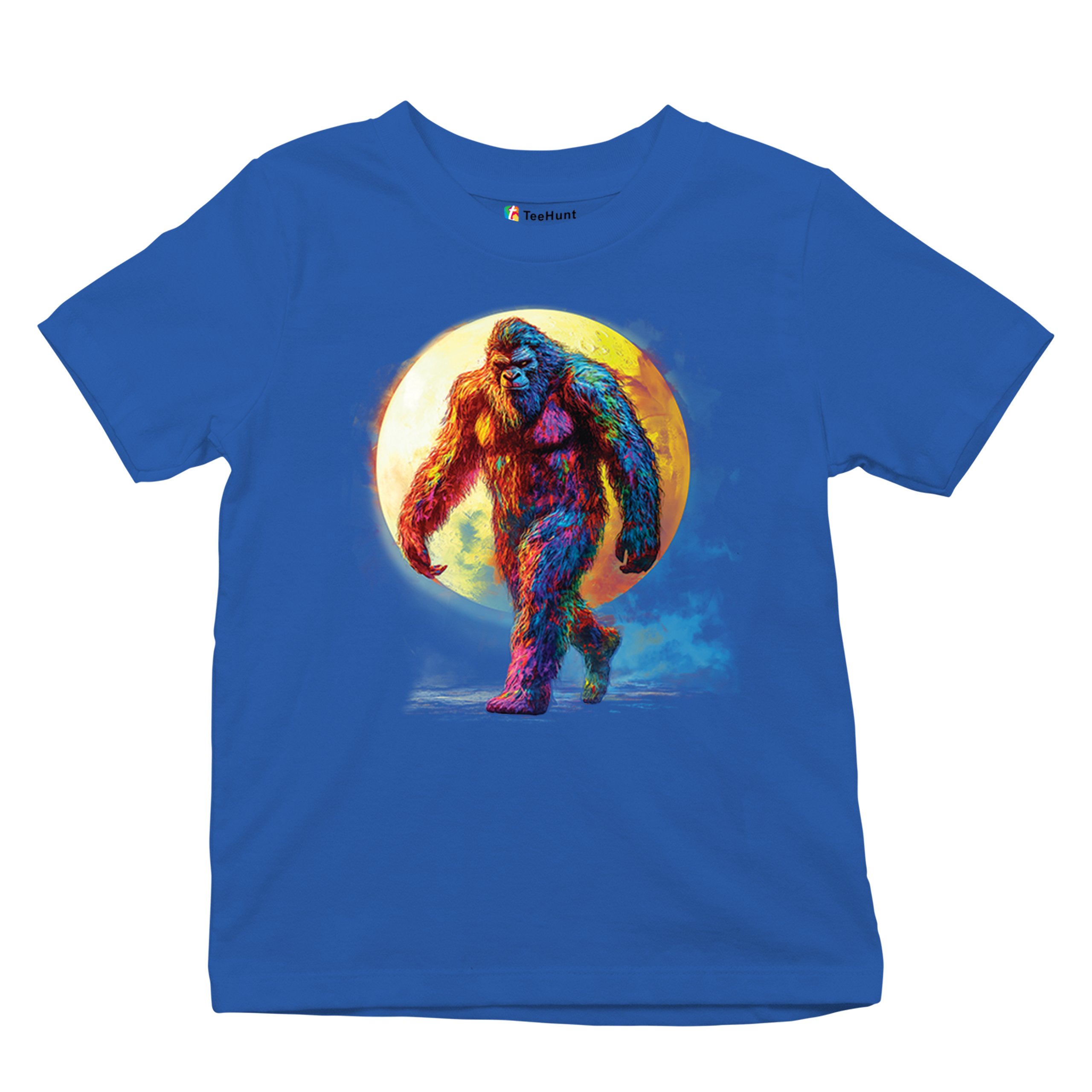 Full Moon Bigfoot Youth T-shirt Hiking Sasquatch Hide and Seek Champ Kids - Picture 41 of 50