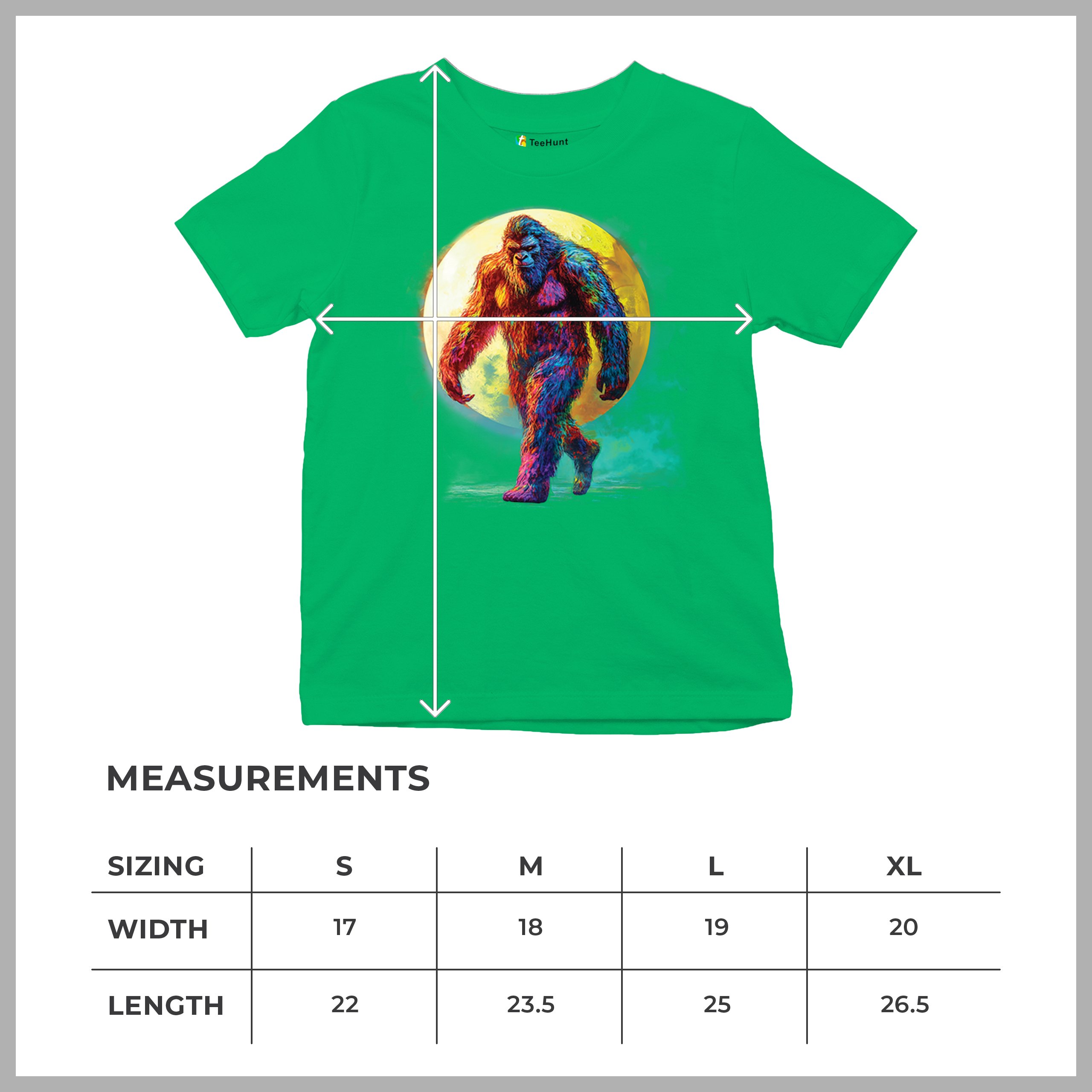 Full Moon Bigfoot Youth T-shirt Hiking Sasquatch Hide and Seek Champ Kids - Picture 36 of 50