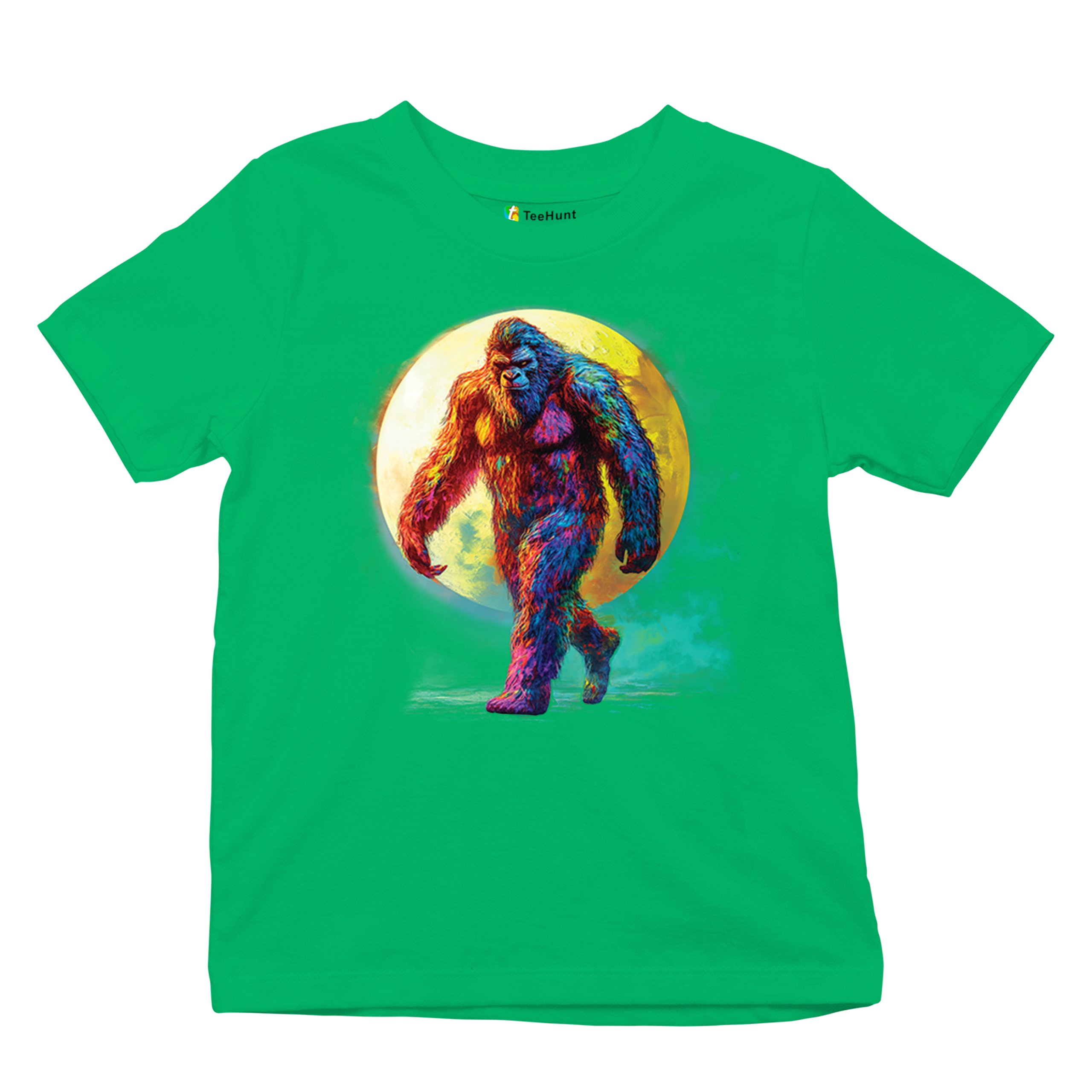 Full Moon Bigfoot Youth T-shirt Hiking Sasquatch Hide and Seek Champ Kids - Picture 34 of 50