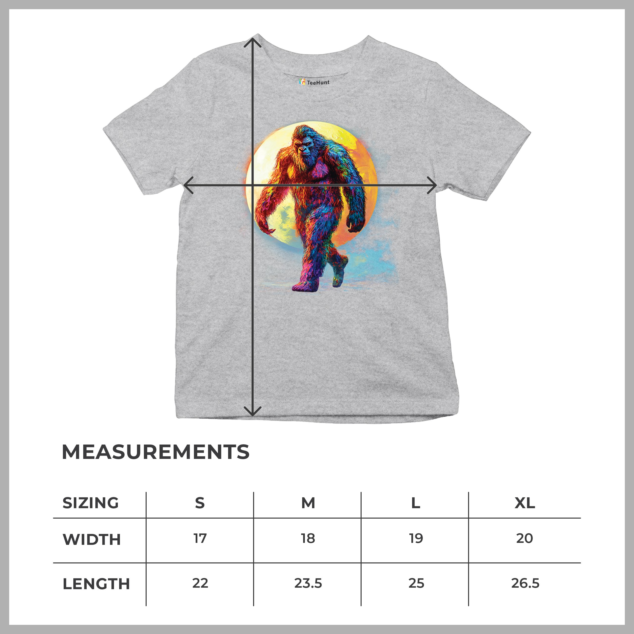 Full Moon Bigfoot Youth T-shirt Hiking Sasquatch Hide and Seek Champ Kids - Picture 15 of 50
