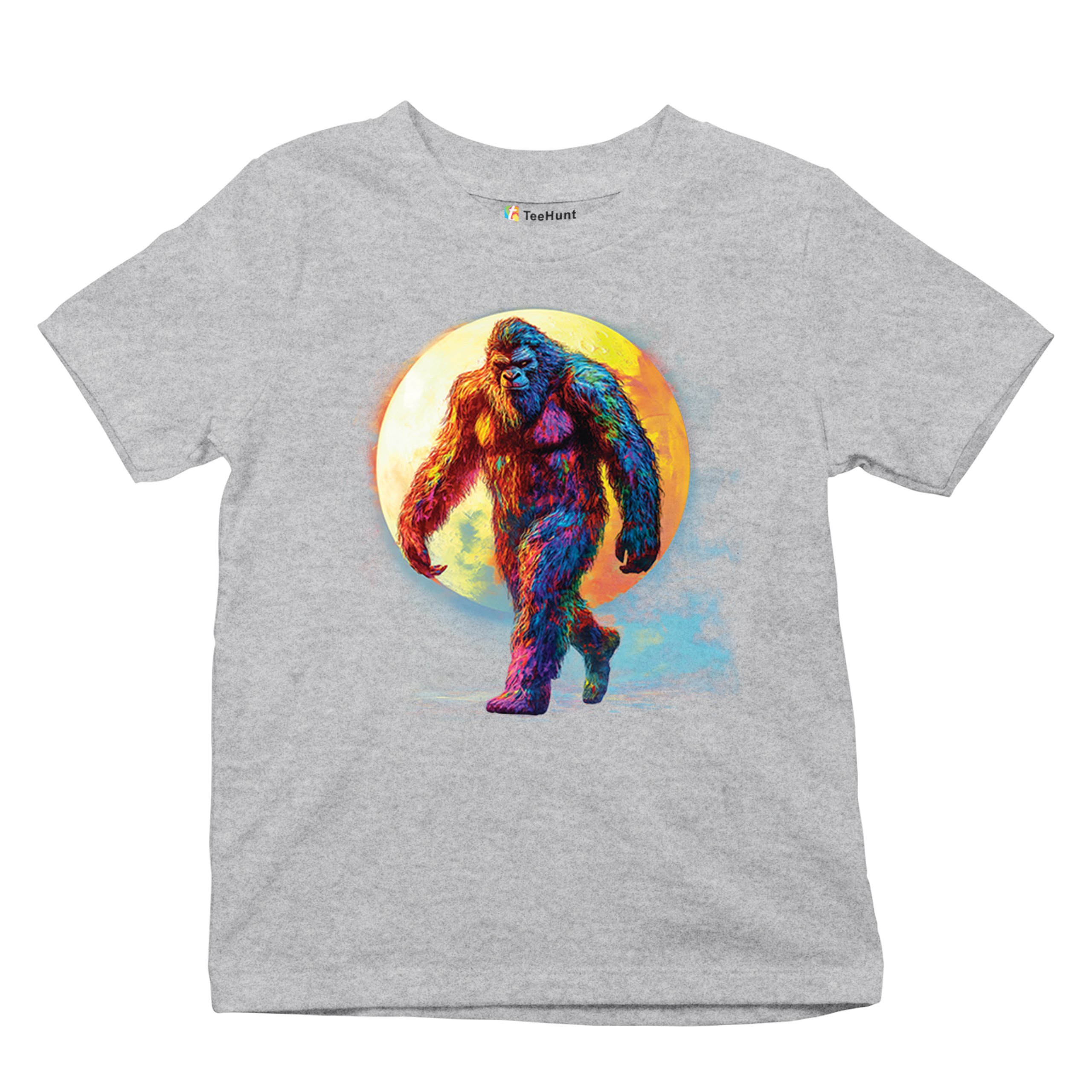 Full Moon Bigfoot Youth T-shirt Hiking Sasquatch Hide and Seek Champ Kids - Picture 13 of 50