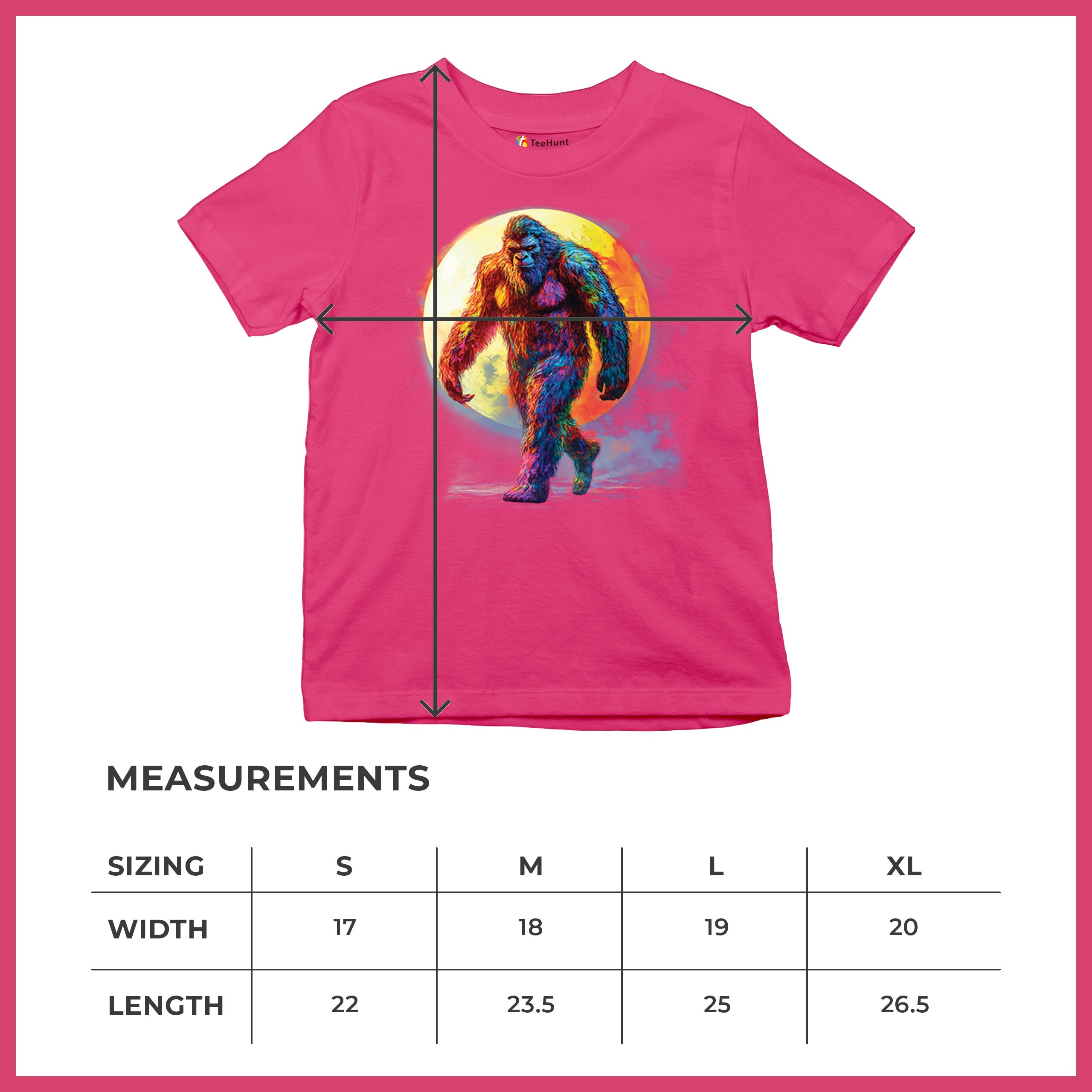 Full Moon Bigfoot Youth T-shirt Hiking Sasquatch Hide and Seek Champ Kids - Picture 50 of 50