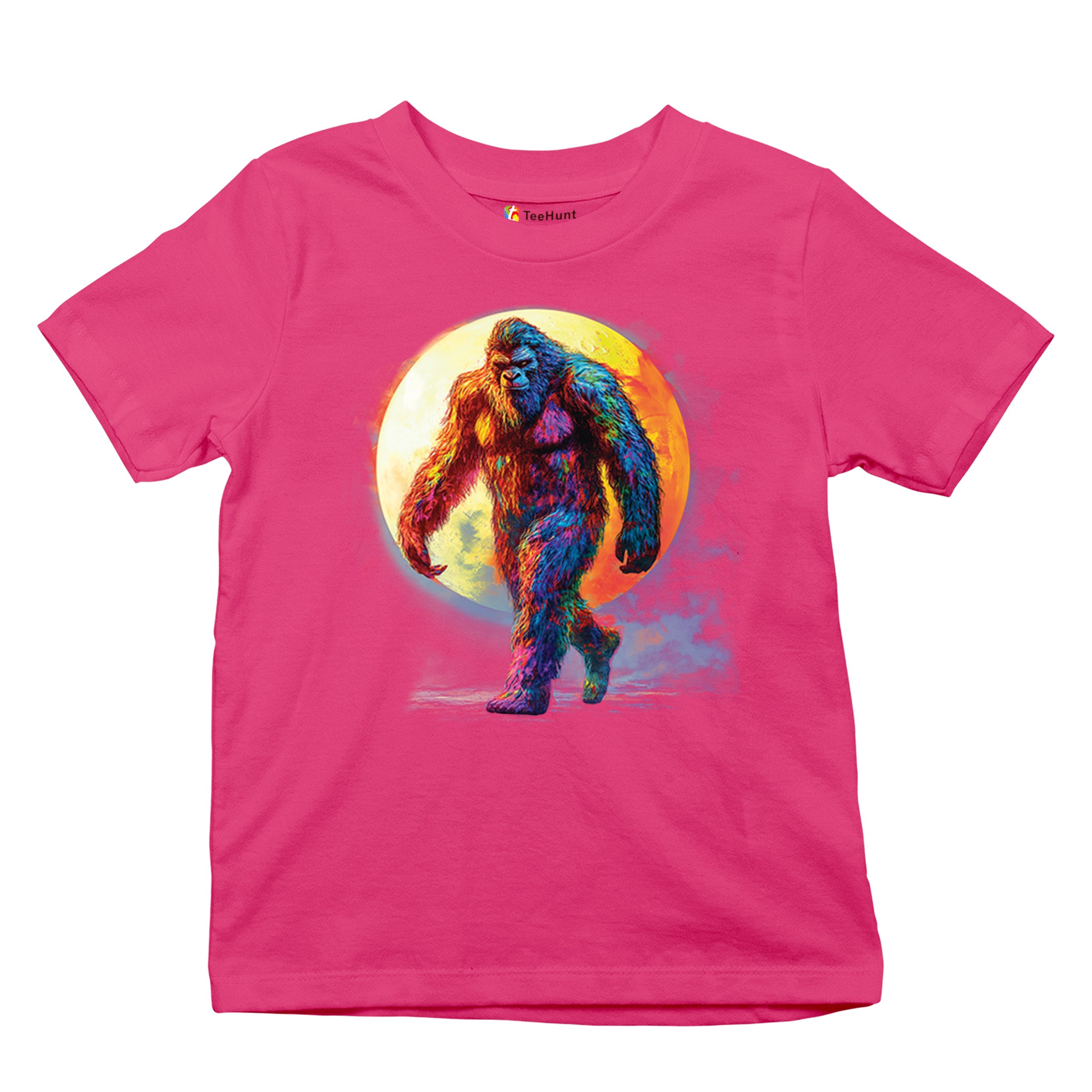 Full Moon Bigfoot Youth T-shirt Hiking Sasquatch Hide and Seek Champ Kids - Picture 48 of 50