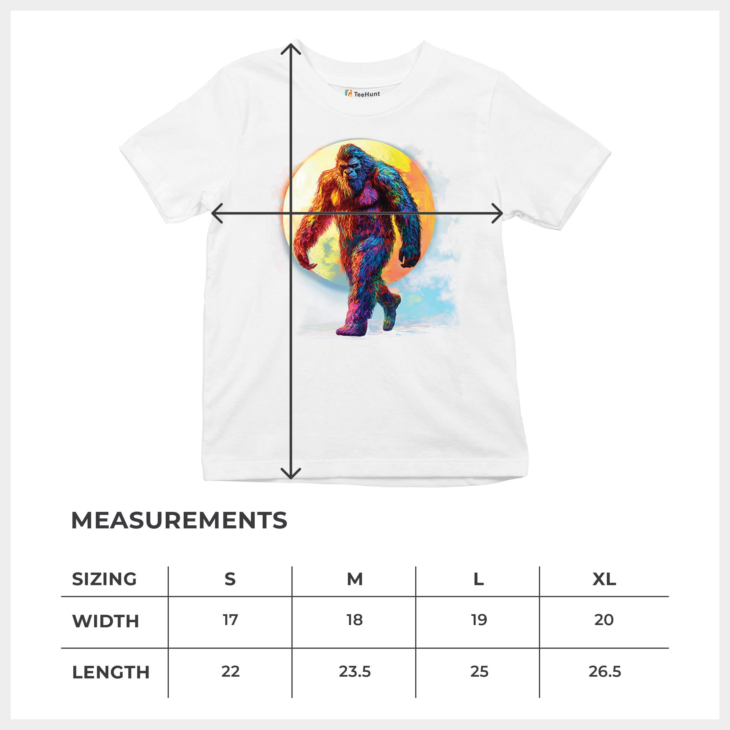 Full Moon Bigfoot Youth T-shirt Hiking Sasquatch Hide and Seek Champ Kids - Picture 29 of 50