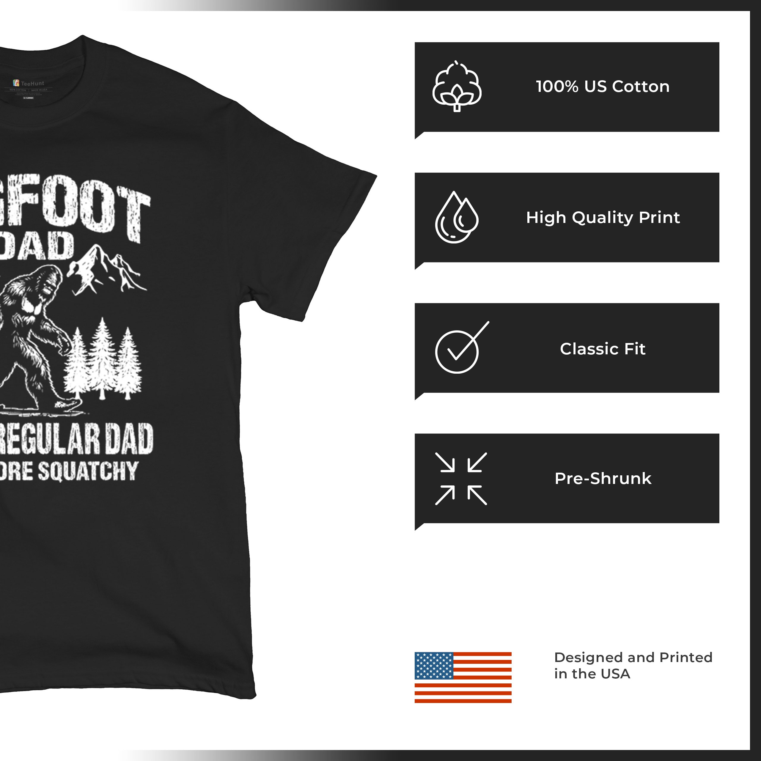Bigfoot Dad T-shirt Fun Daddy Sasquatch Dad Joke Yeti Father's Day Men's Tee - Picture 7 of 64