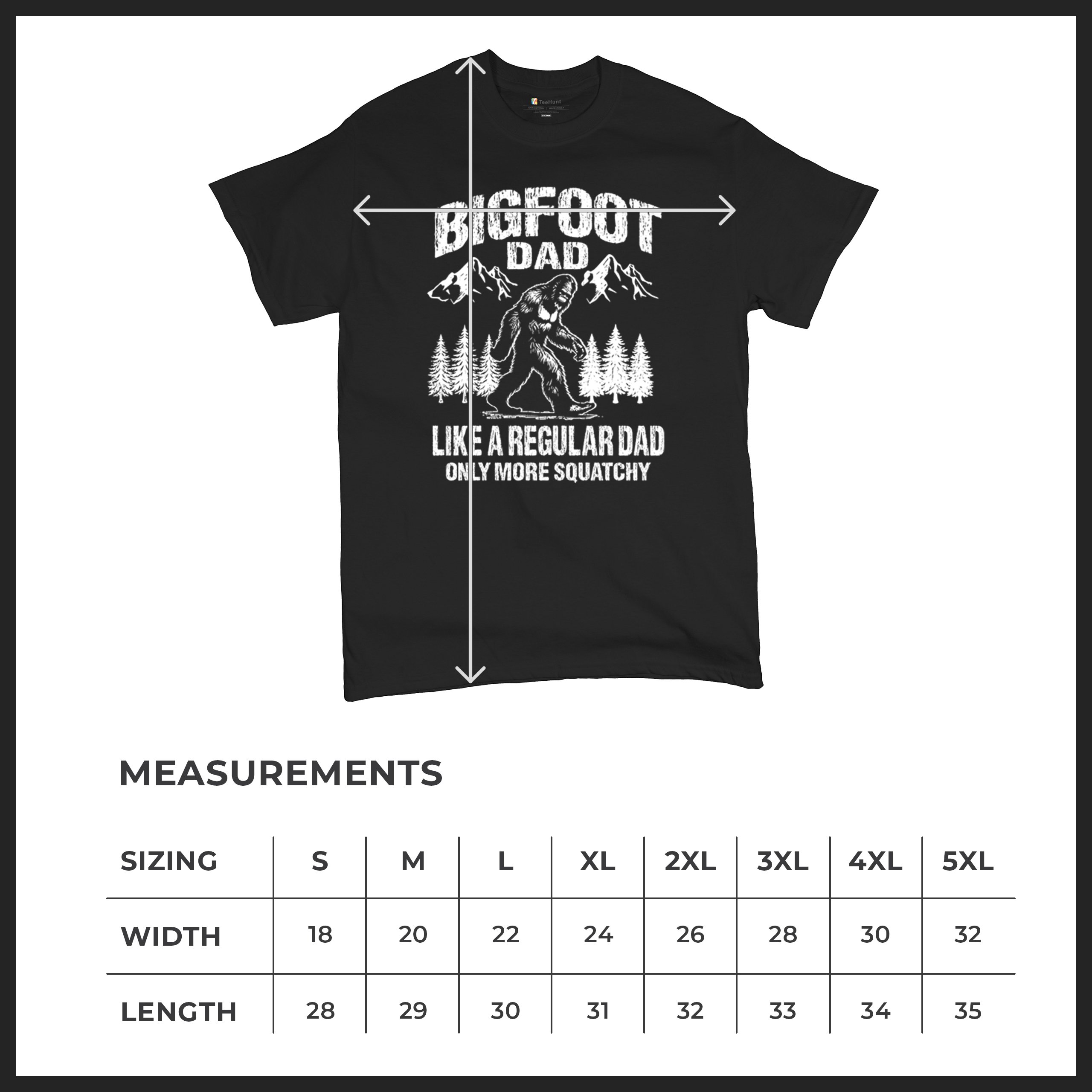 Bigfoot Dad T-shirt Fun Daddy Sasquatch Dad Joke Yeti Father's Day Men's Tee - Picture 8 of 64