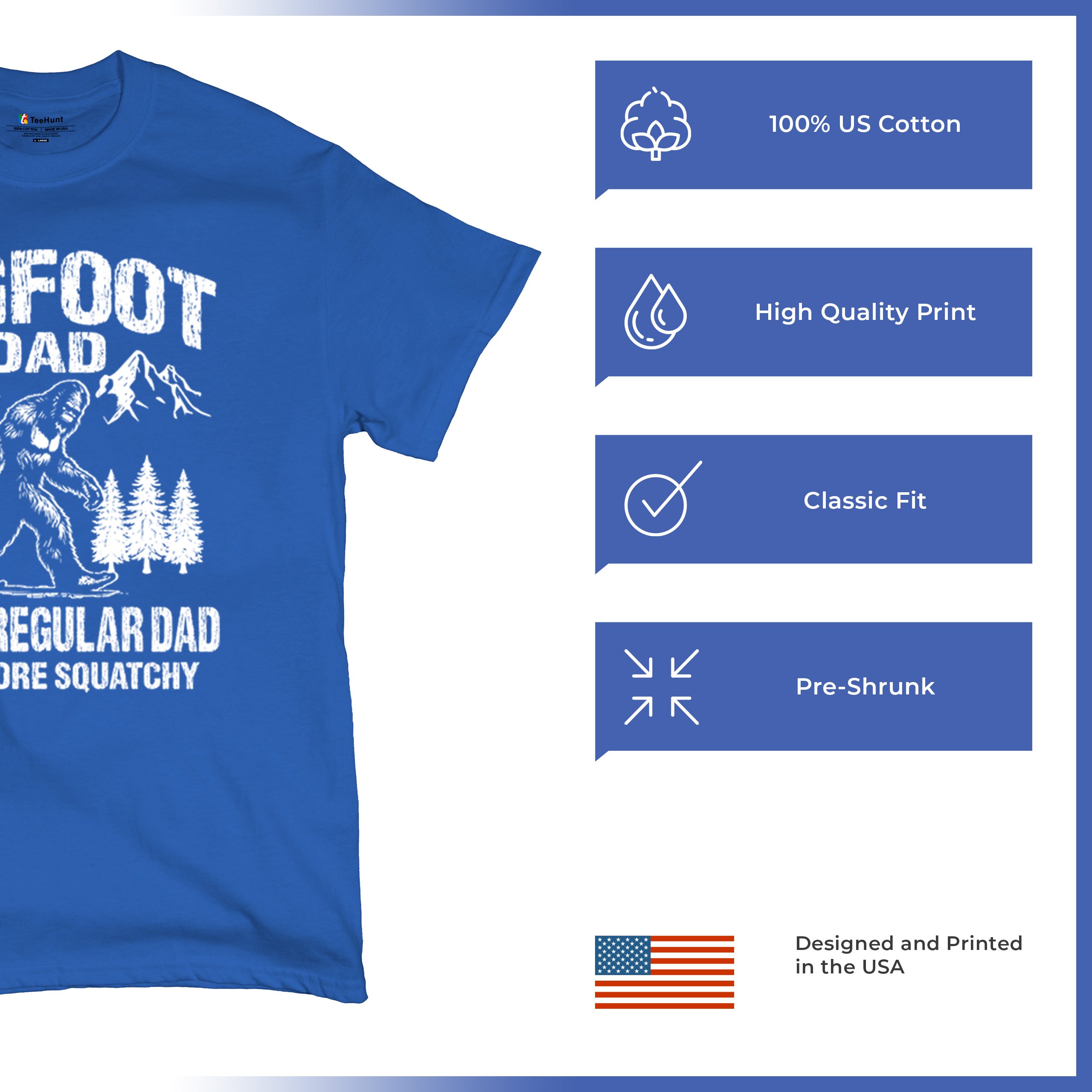 Bigfoot Dad T-shirt Fun Daddy Sasquatch Dad Joke Yeti Father's Day Men's Tee - Picture 63 of 64