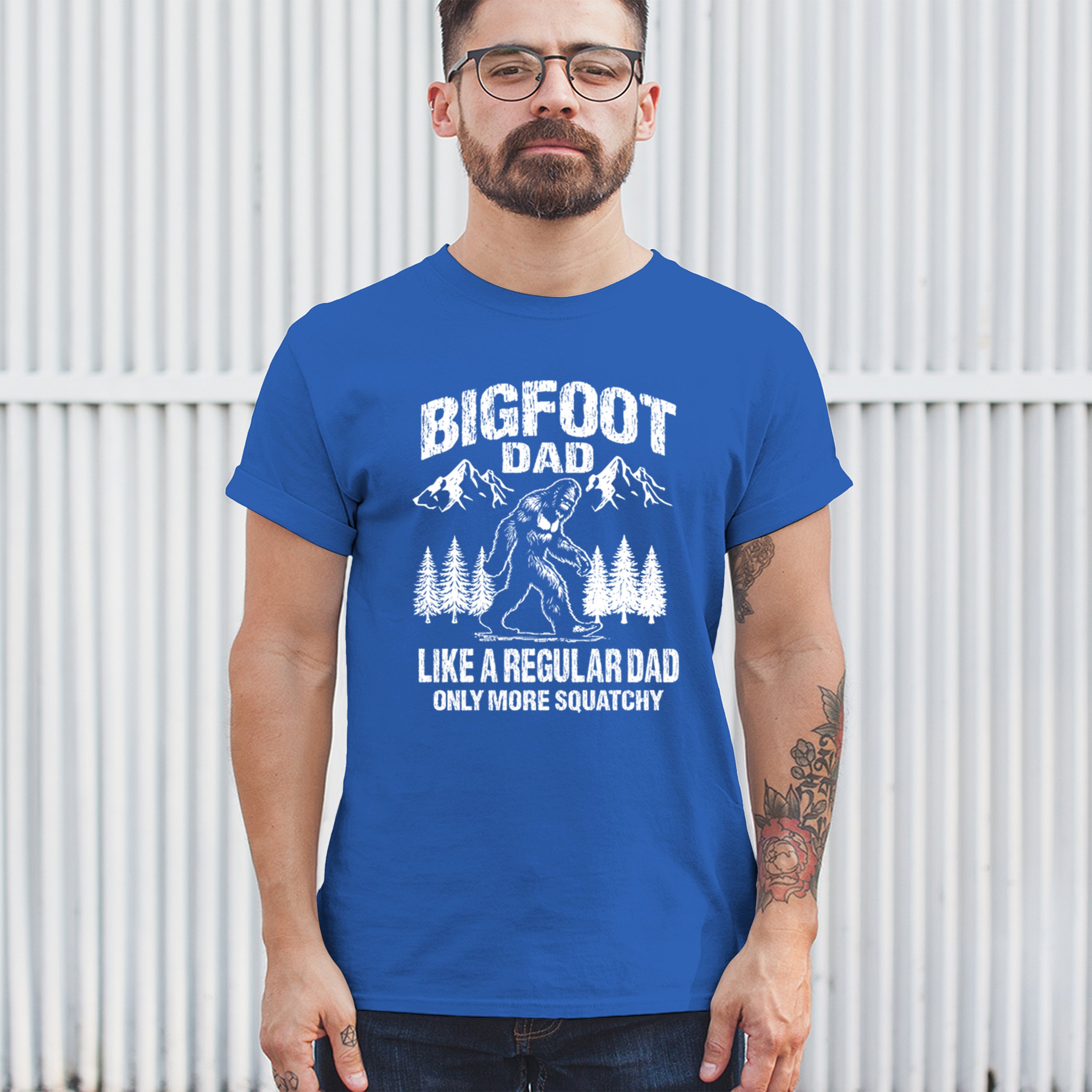 Bigfoot Dad T-shirt Fun Daddy Sasquatch Dad Joke Yeti Father's Day Men's Tee - Picture 61 of 64