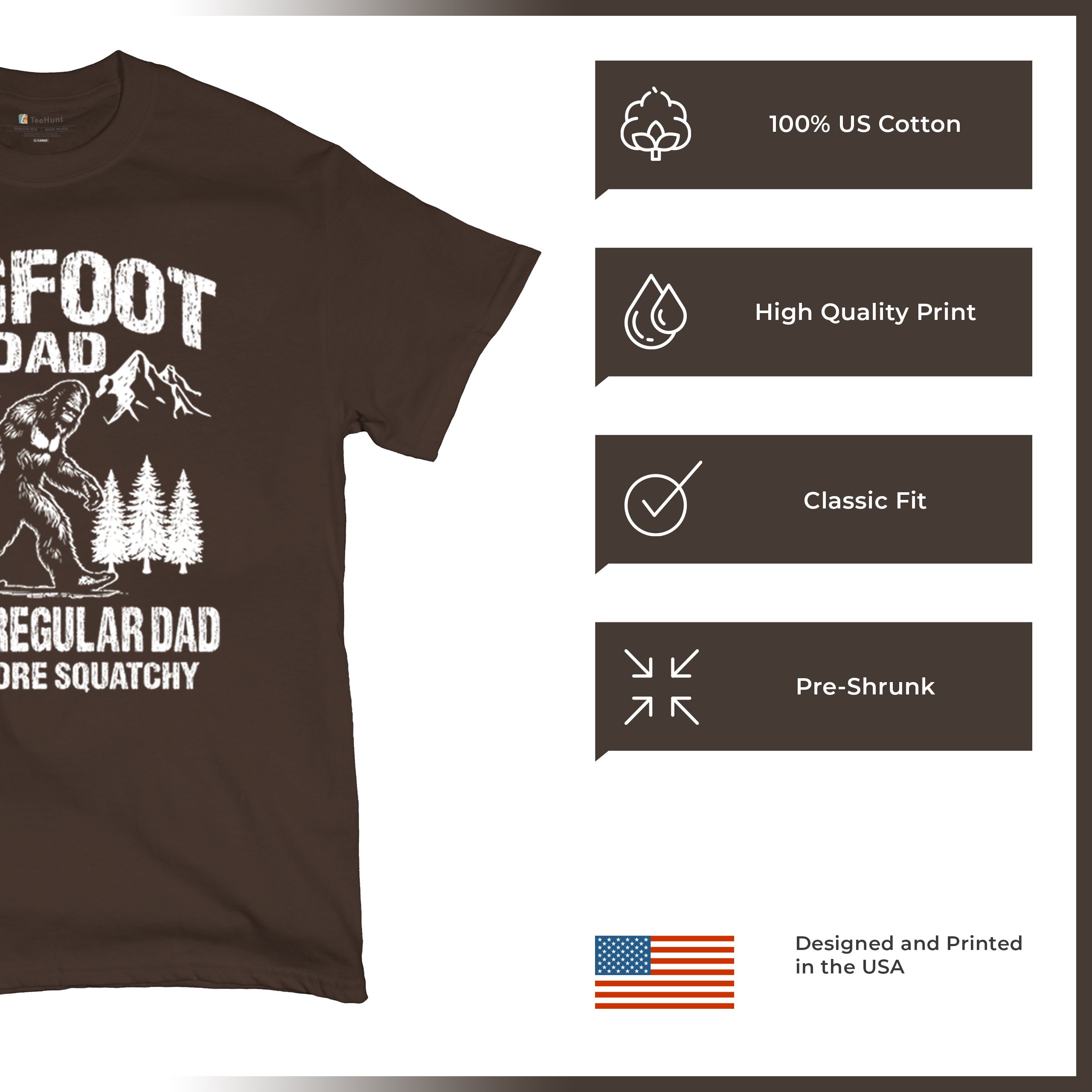 Bigfoot Dad T-shirt Fun Daddy Sasquatch Dad Joke Yeti Father's Day Men's Tee - Picture 42 of 64