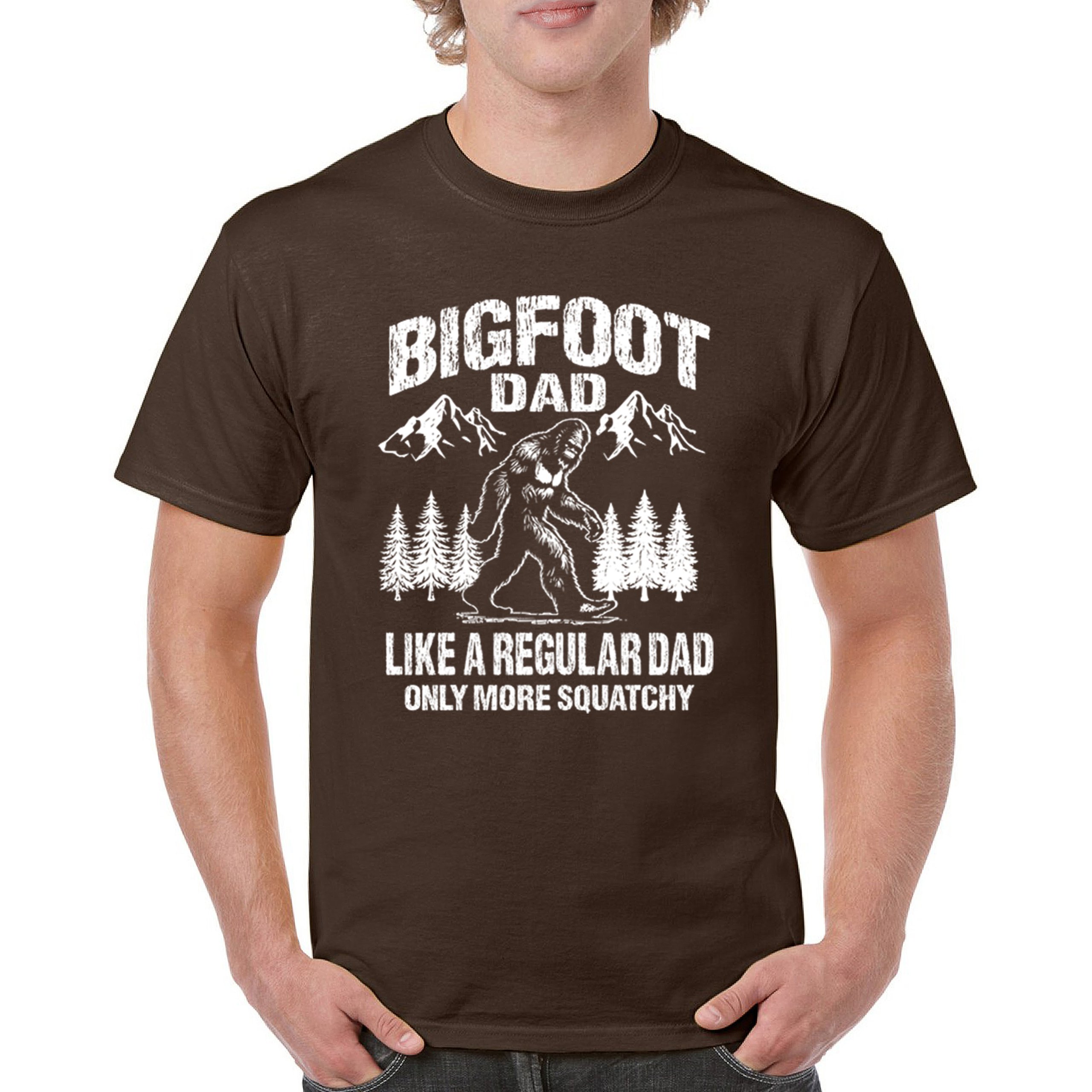 Bigfoot Dad T-shirt Fun Daddy Sasquatch Dad Joke Yeti Father's Day Men's Tee - Picture 37 of 64
