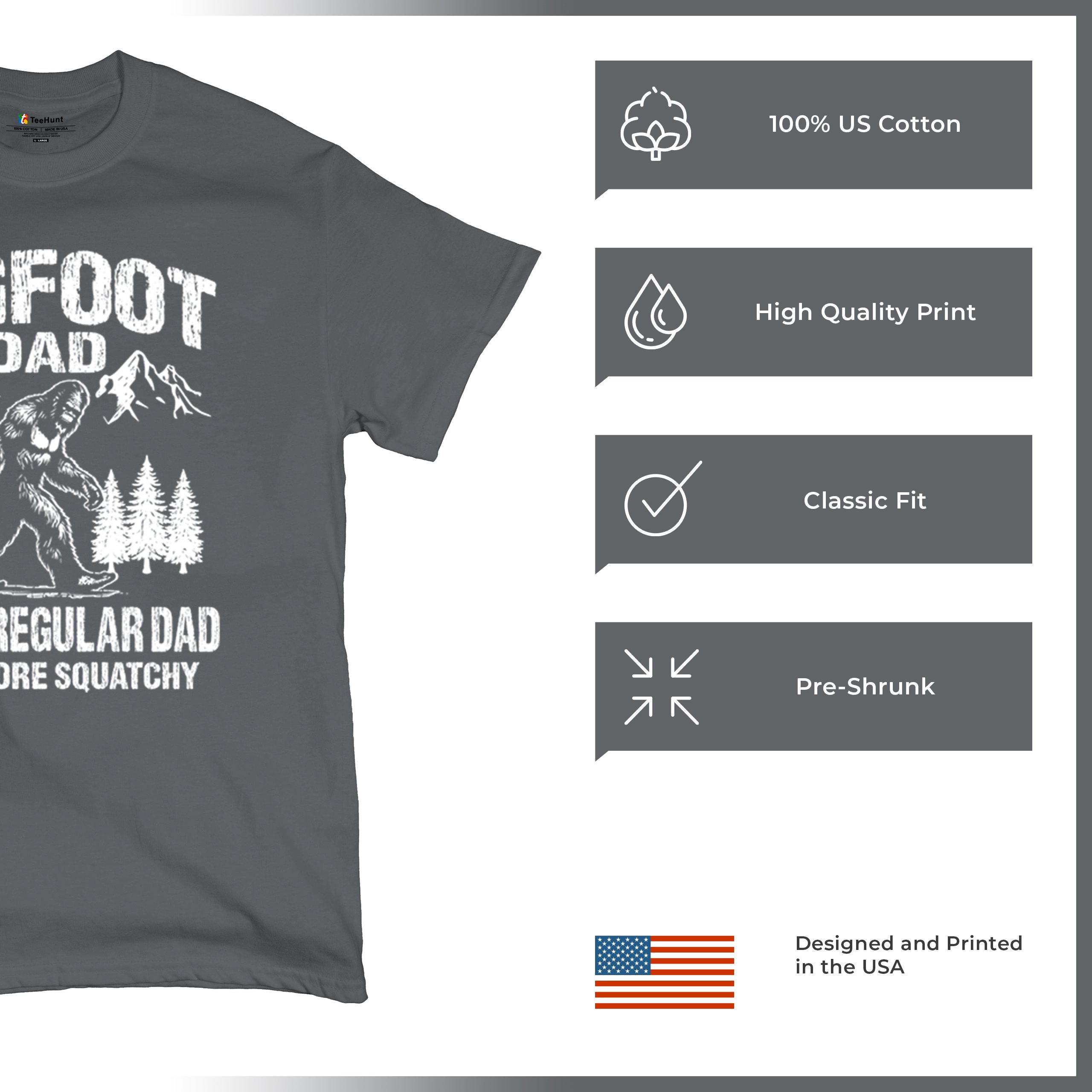 Bigfoot Dad T-shirt Fun Daddy Sasquatch Dad Joke Yeti Father's Day Men's Tee - Picture 49 of 64