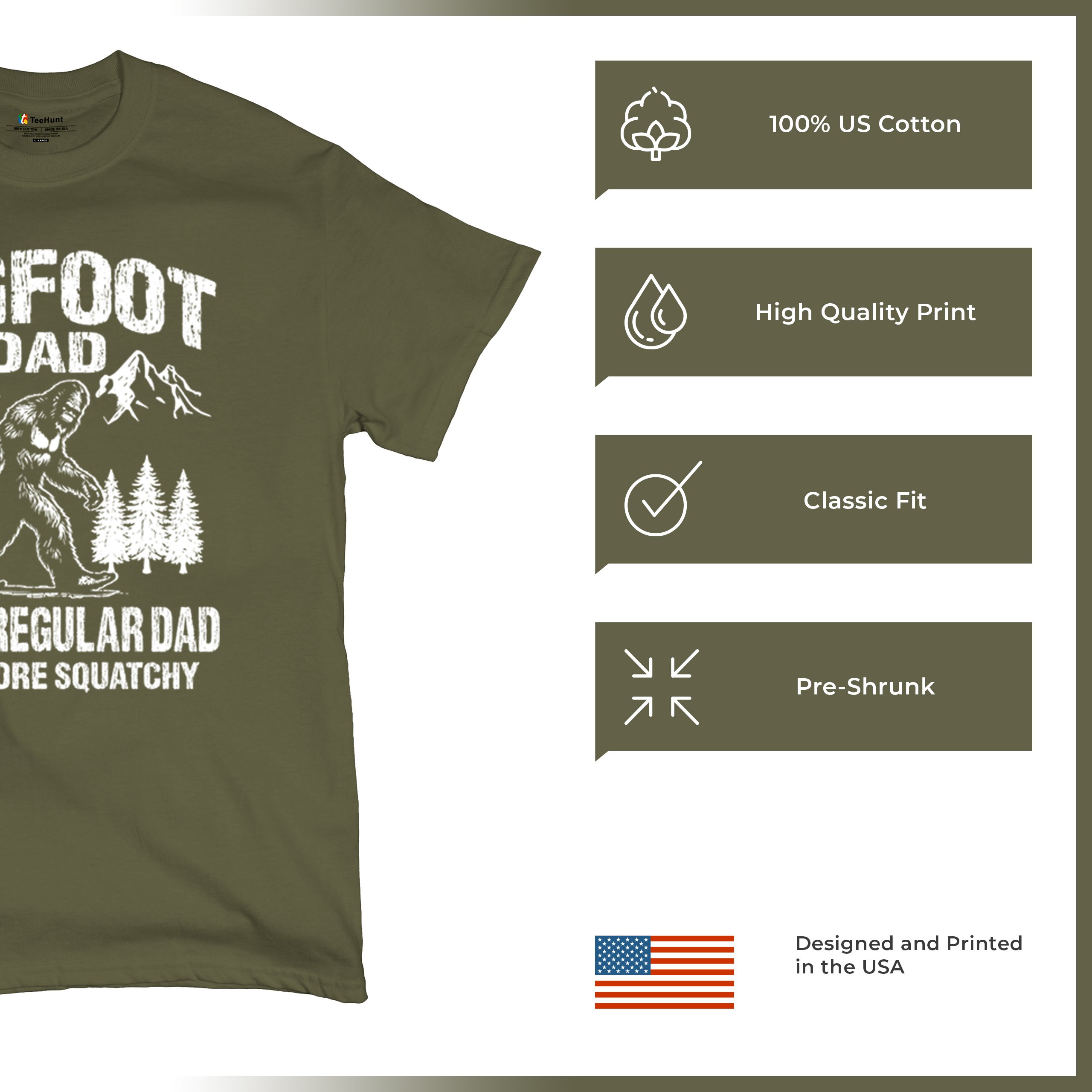 Bigfoot Dad T-shirt Fun Daddy Sasquatch Dad Joke Yeti Father's Day Men's Tee - Picture 56 of 64