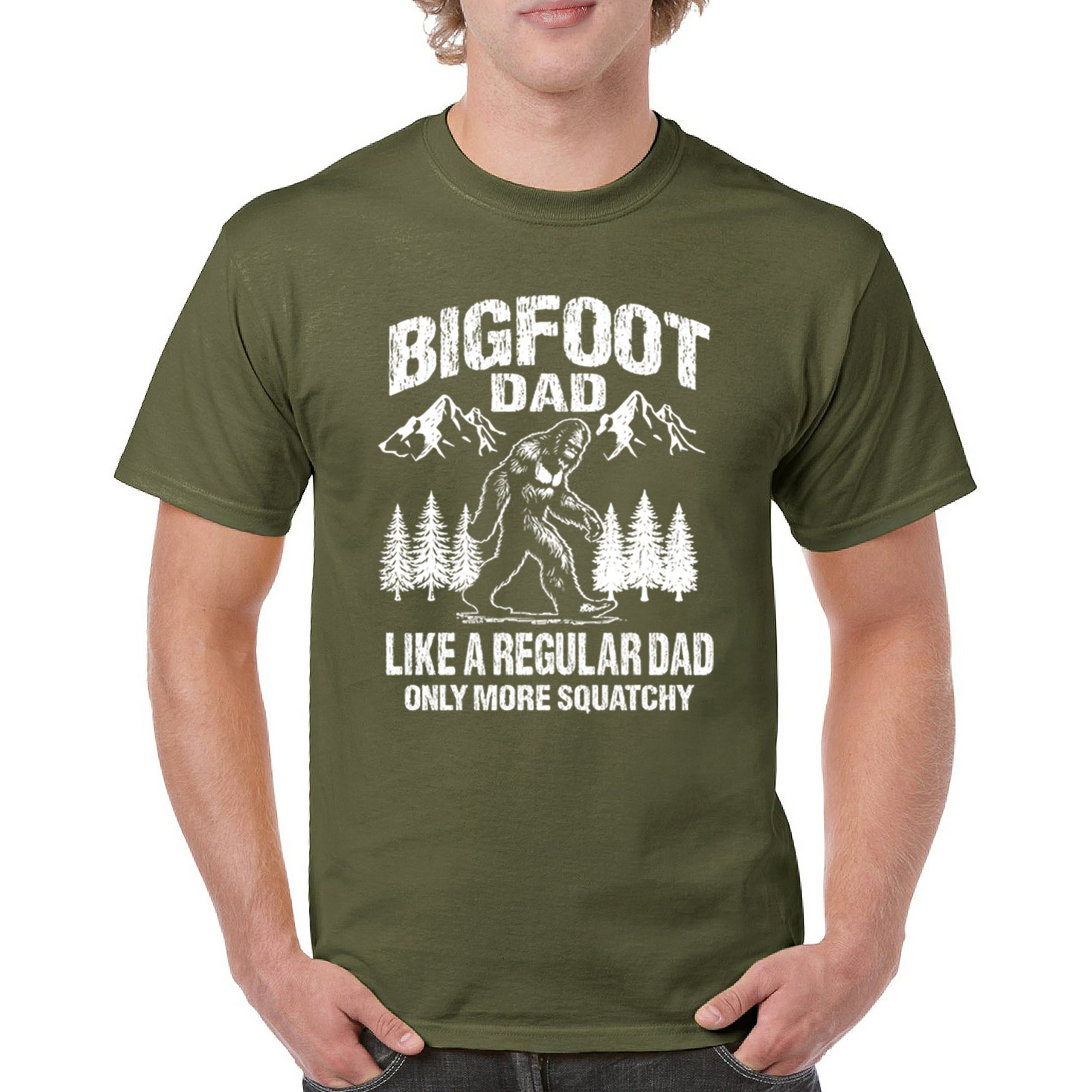 Bigfoot Dad T-shirt Fun Daddy Sasquatch Dad Joke Yeti Father's Day Men's Tee - Picture 51 of 64