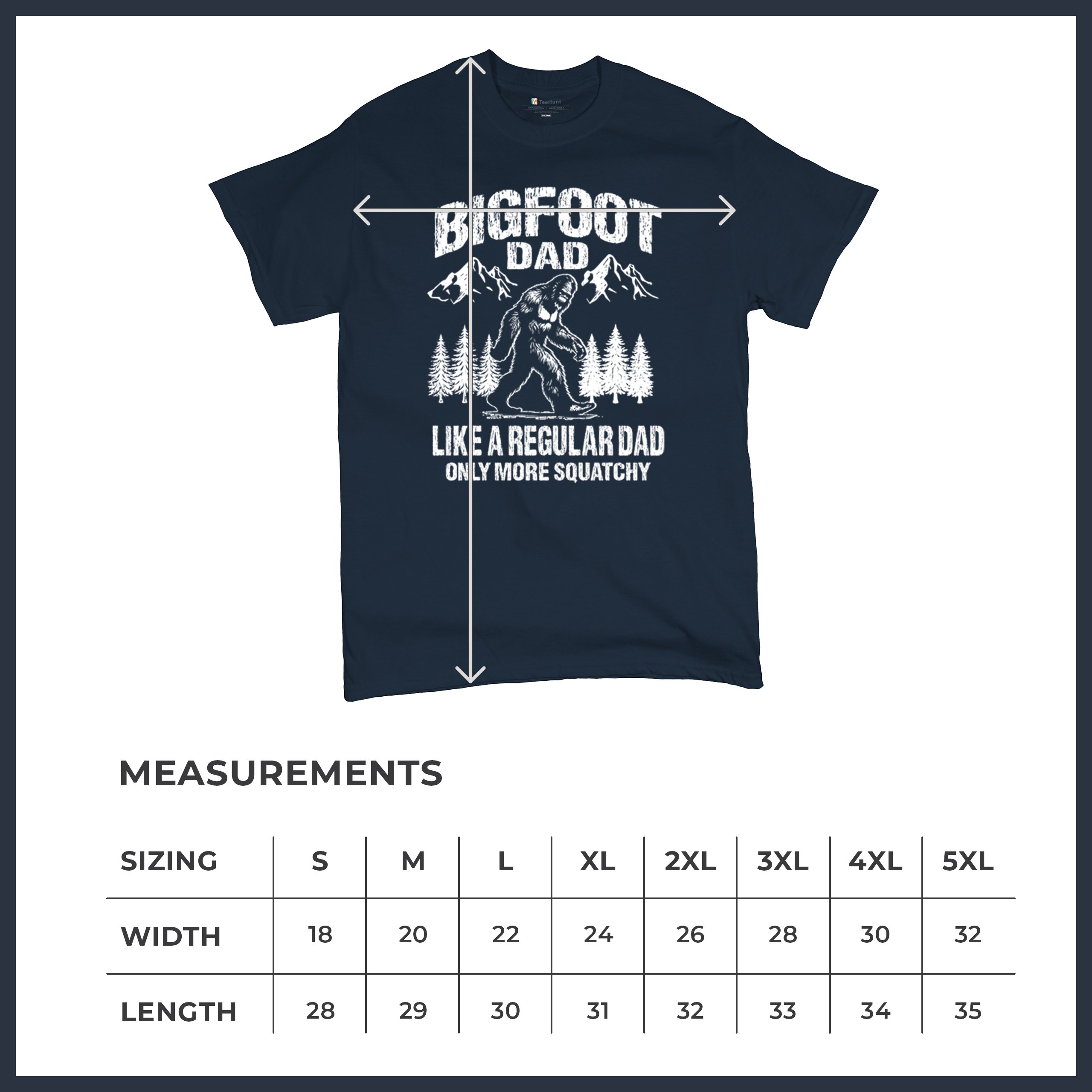Bigfoot Dad T-shirt Fun Daddy Sasquatch Dad Joke Yeti Father's Day Men's Tee - Picture 29 of 64