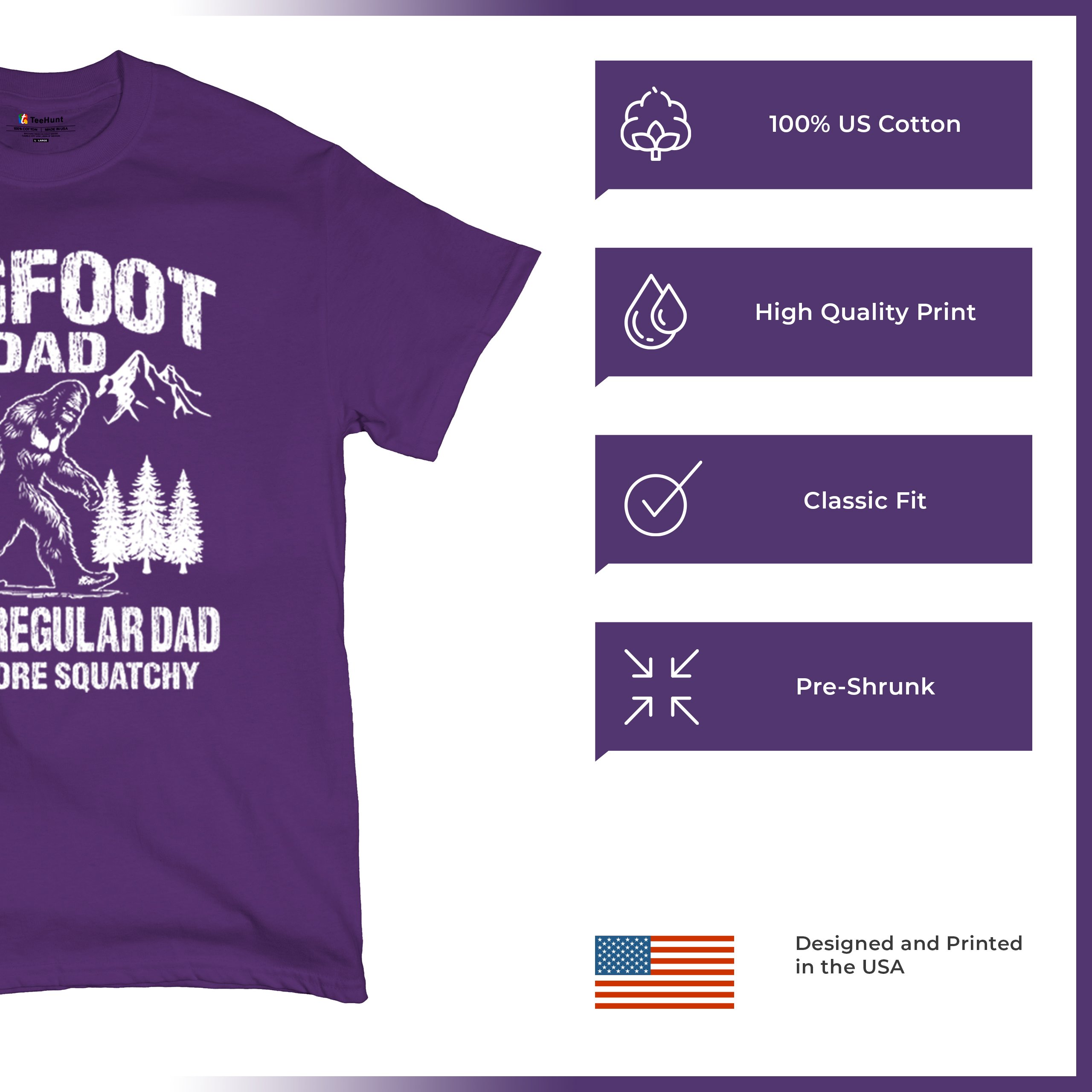 Bigfoot Dad T-shirt Fun Daddy Sasquatch Dad Joke Yeti Father's Day Men's Tee - Picture 14 of 64