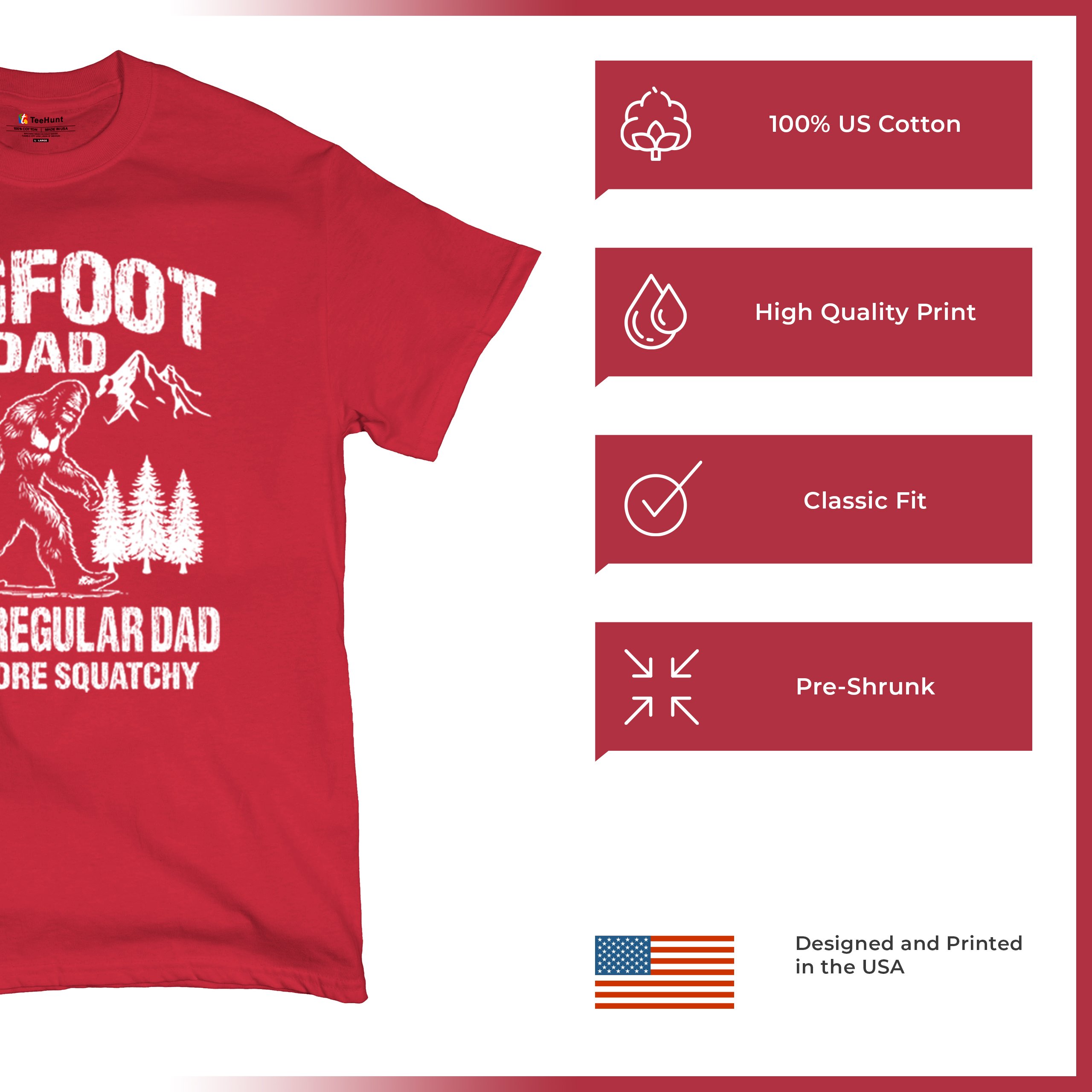 Bigfoot Dad T-shirt Fun Daddy Sasquatch Dad Joke Yeti Father's Day Men's Tee - Picture 21 of 64