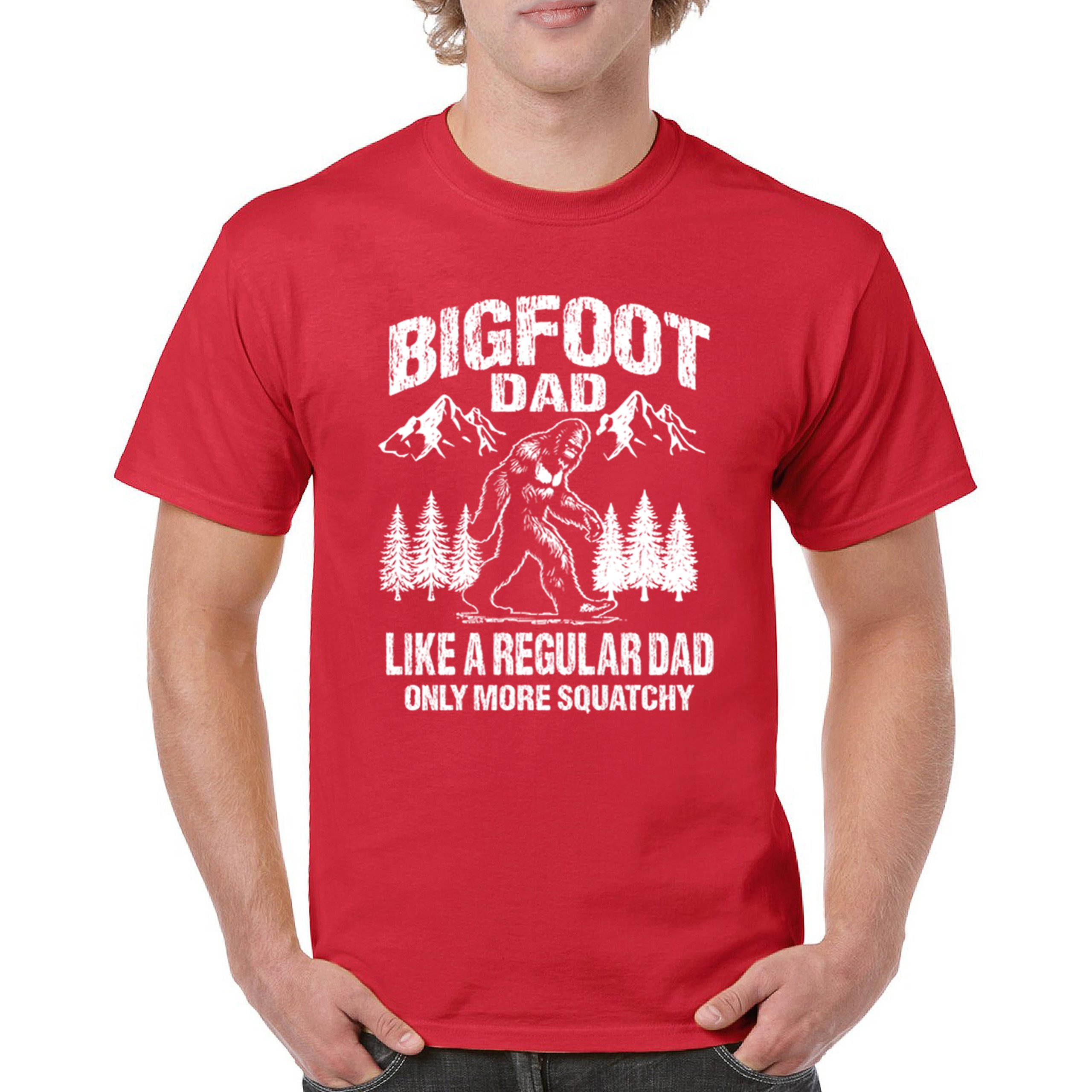 Bigfoot Dad T-shirt Fun Daddy Sasquatch Dad Joke Yeti Father's Day Men's Tee - Picture 16 of 64