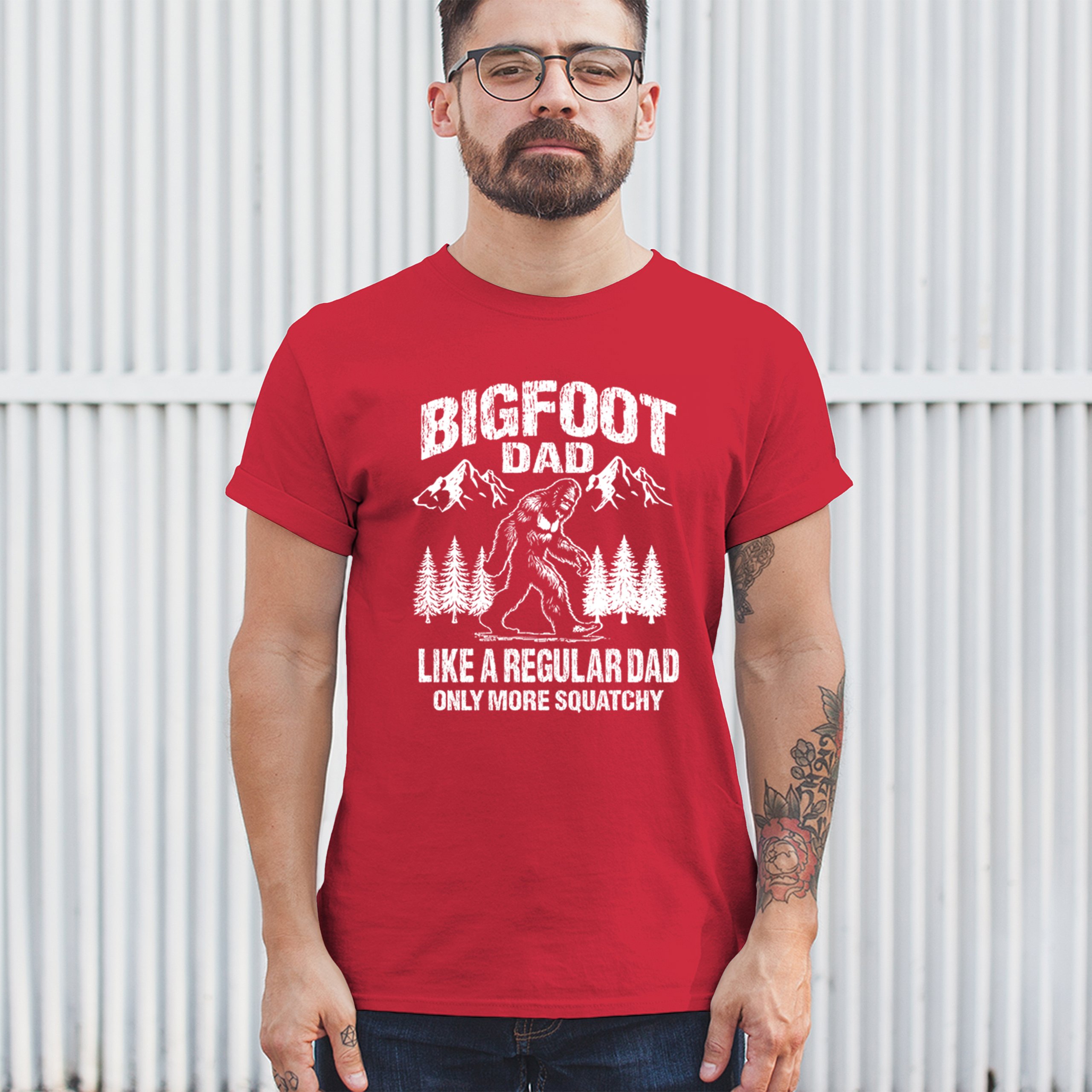 Bigfoot Dad T-shirt Fun Daddy Sasquatch Dad Joke Yeti Father's Day Men's Tee - Picture 19 of 64