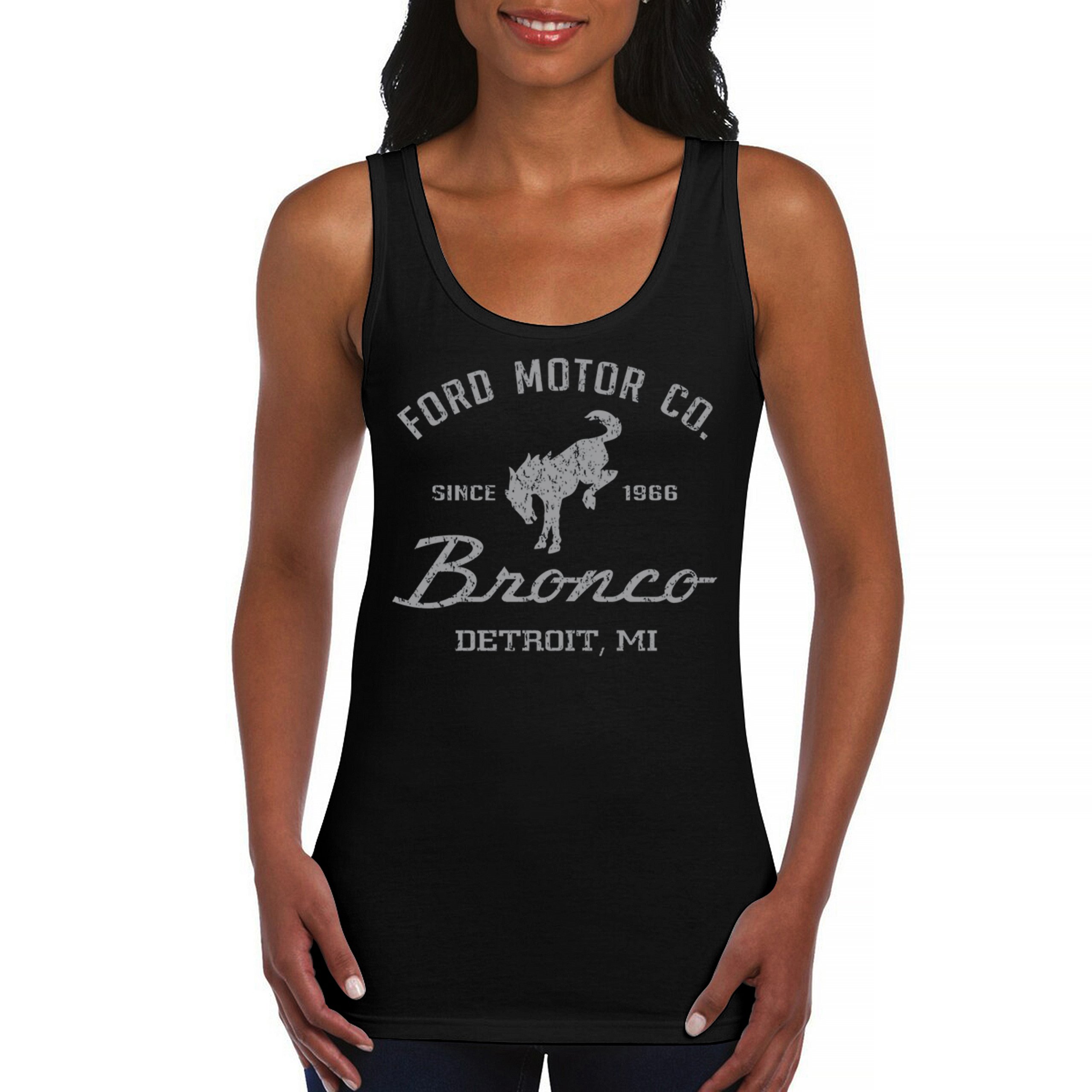 Ford Motor Co Bronco Detroit MI Women’s Tank Top Retro Truck Since 1966 4×4
