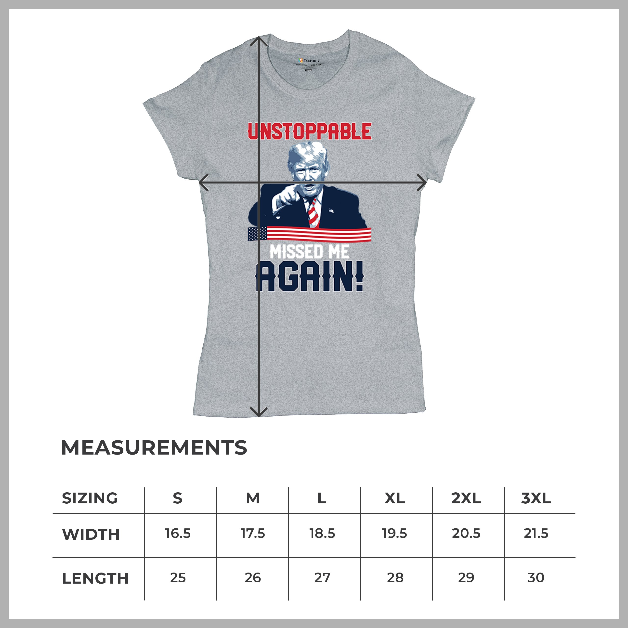 Trump 2024 Unstoppable Missed Me Again T-Shirt MAGA 47 Vance Fight Women's Tee - Picture 15 of 43