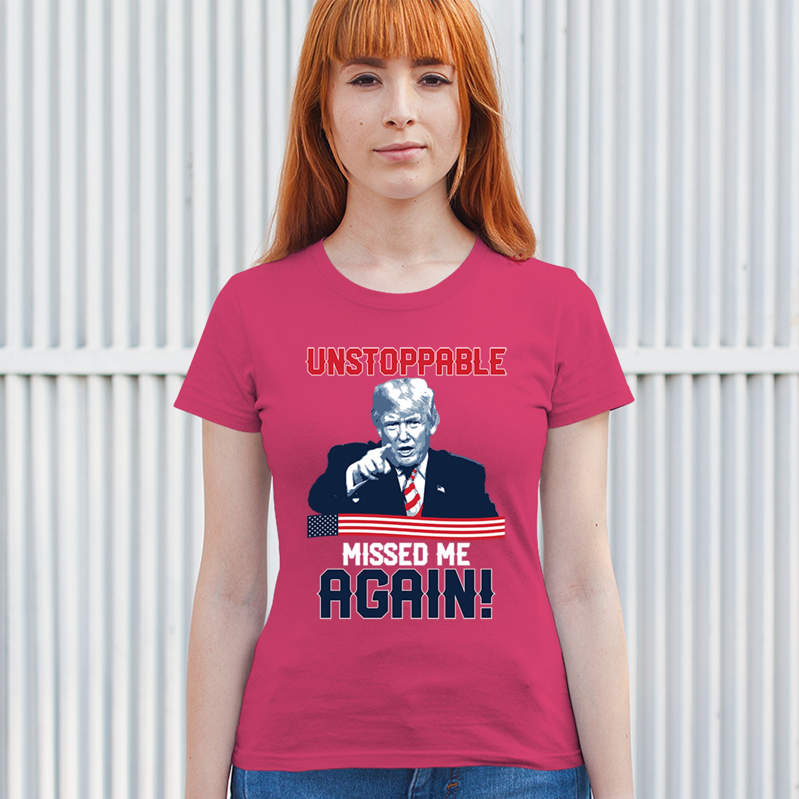Trump 2024 Unstoppable Missed Me Again T-Shirt MAGA 47 Vance Fight Women's Tee - Picture 40 of 43