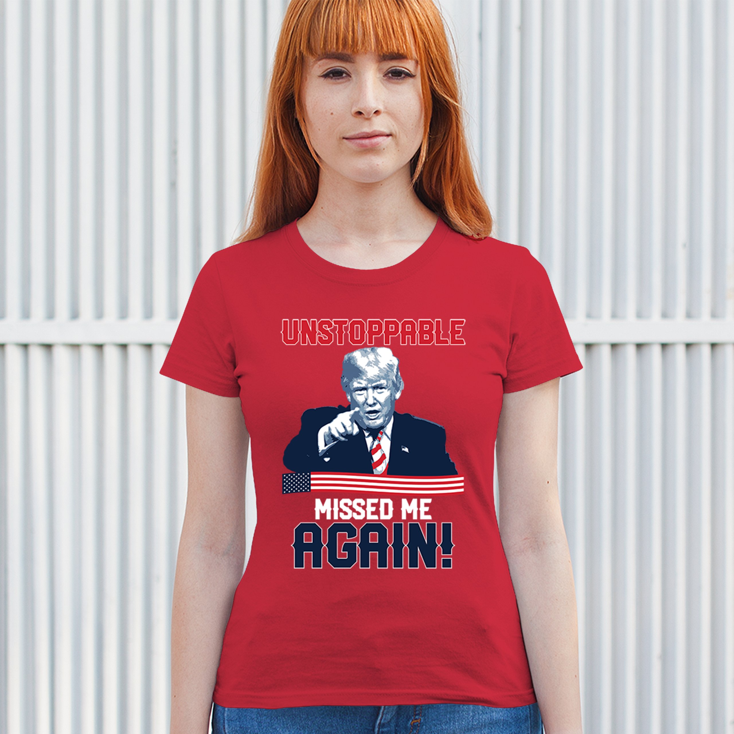 Trump 2024 Unstoppable Missed Me Again T-Shirt MAGA 47 Vance Fight Women's Tee - Picture 19 of 43