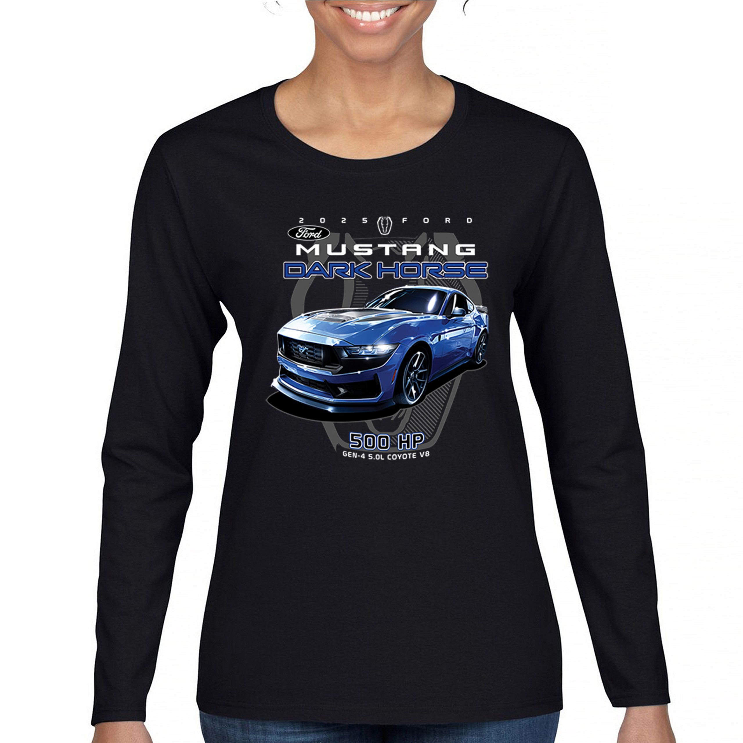 25 Ford Mustang Dark Horse Women’s Long Sleeve T-shirt 500 HP American Muscle