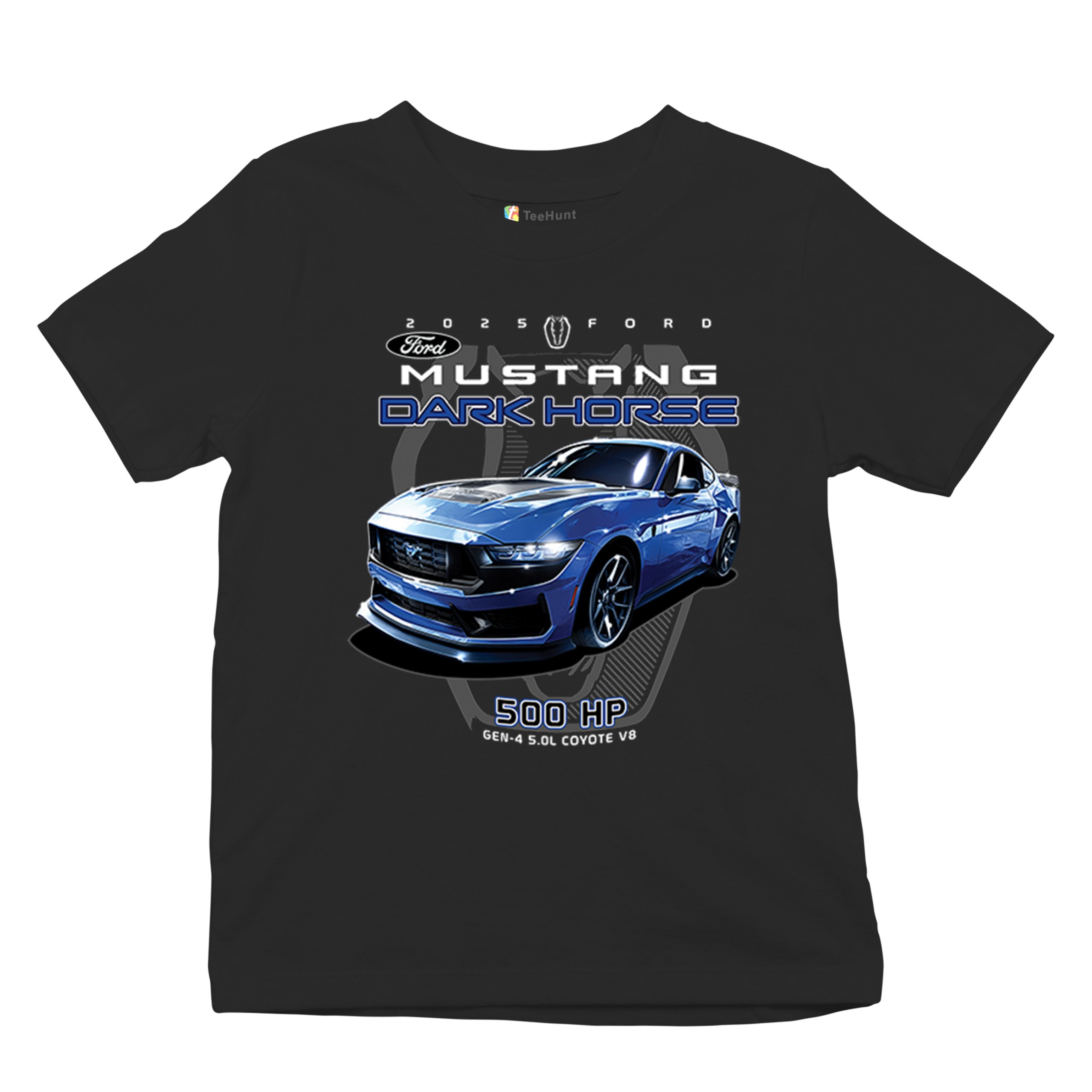 25 Ford Mustang Dark Horse Youth T-shirt 500 HP American Muscle Car V8 GT Kids - Picture 6 of 36