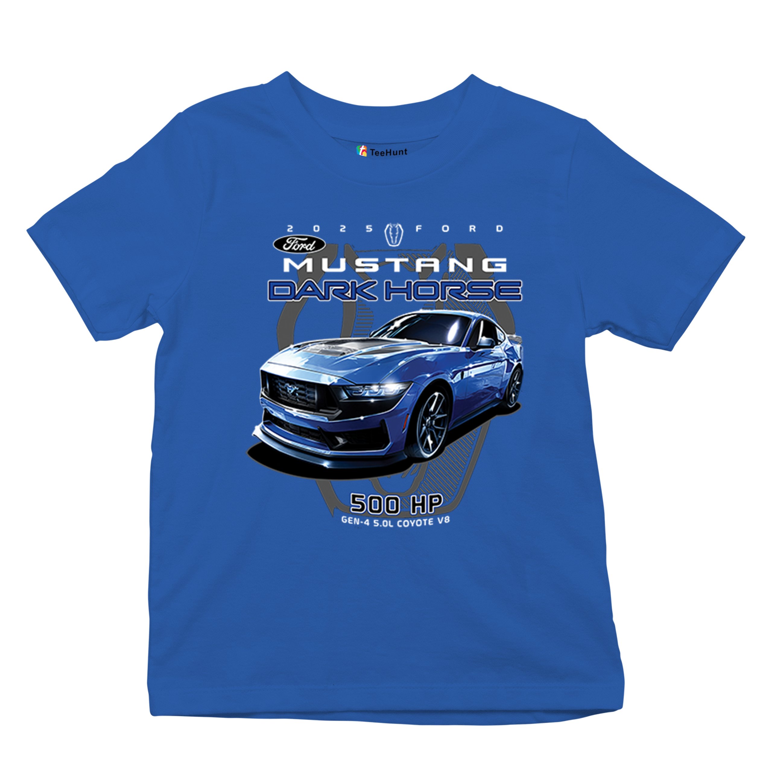 25 Ford Mustang Dark Horse Youth T-shirt 500 HP American Muscle Car V8 GT Kids - Picture 27 of 36