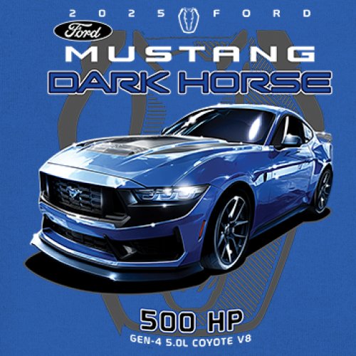 25 Ford Mustang Dark Horse Youth T-shirt 500 HP American Muscle Car V8 GT Kids - Picture 25 of 36