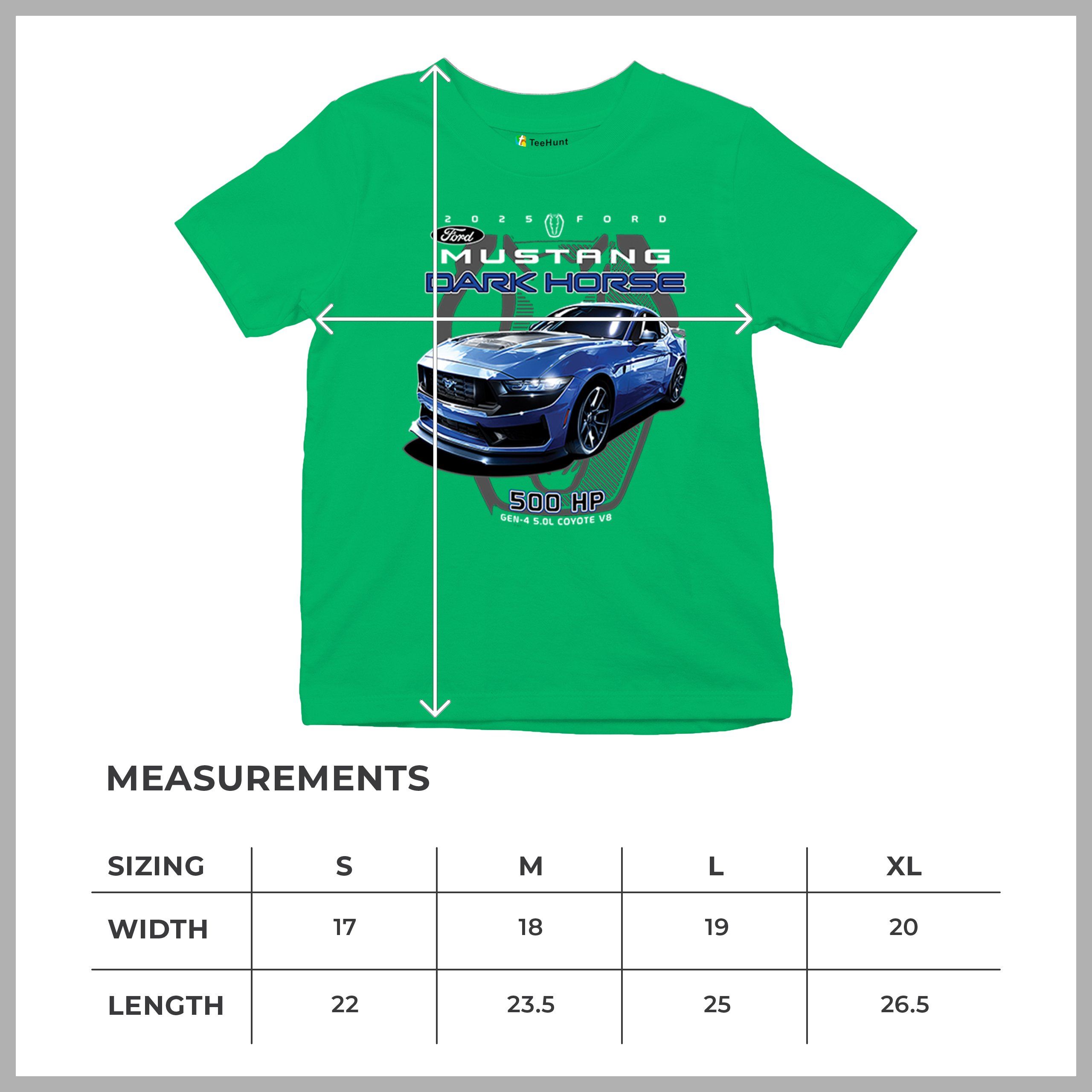 25 Ford Mustang Dark Horse Youth T-shirt 500 HP American Muscle Car V8 GT Kids - Picture 22 of 36