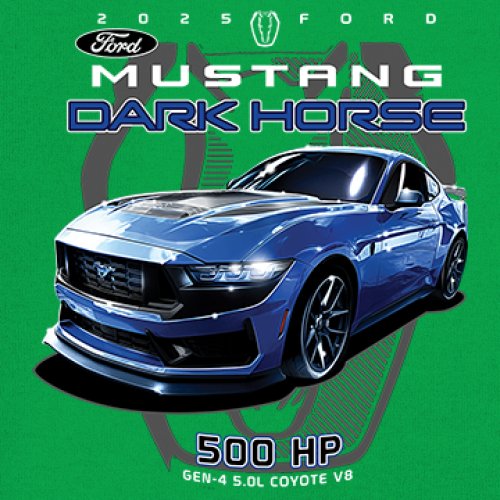 25 Ford Mustang Dark Horse Youth T-shirt 500 HP American Muscle Car V8 GT Kids - Picture 18 of 36