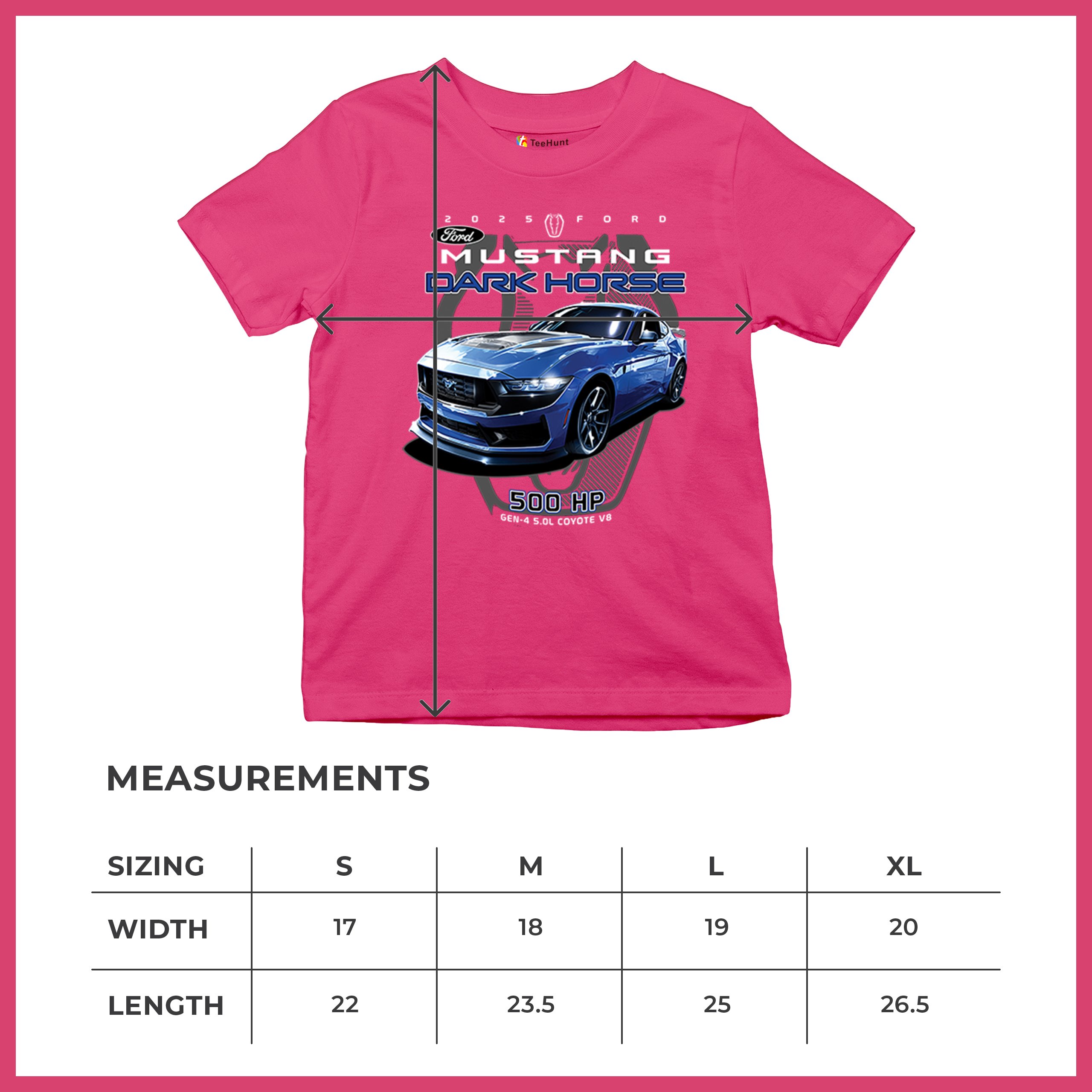 25 Ford Mustang Dark Horse Youth T-shirt 500 HP American Muscle Car V8 GT Kids - Picture 36 of 36