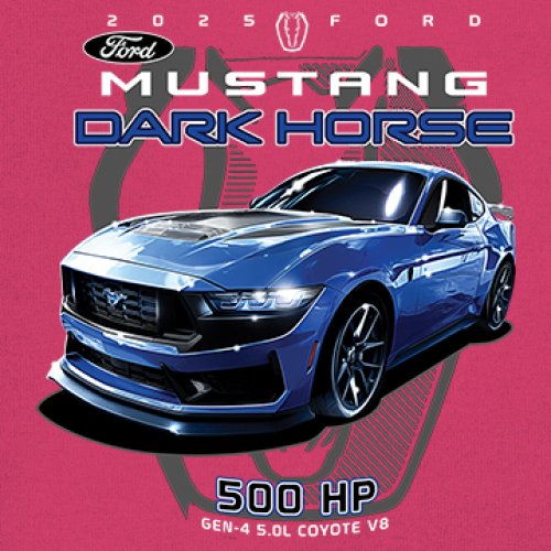 25 Ford Mustang Dark Horse Youth T-shirt 500 HP American Muscle Car V8 GT Kids - Picture 32 of 36