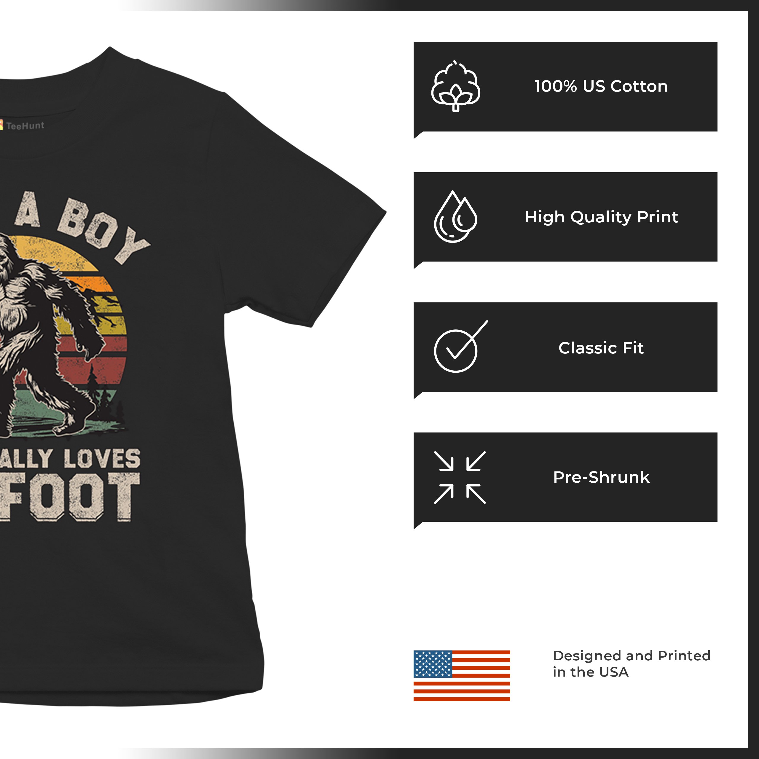 Just A Boy Who Really Loves Bigfoot Youth T-shirt Funny Vintage Sasquatch Kids - Picture 7 of 50
