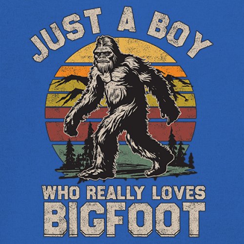 Just A Boy Who Really Loves Bigfoot Youth T-shirt Funny Vintage Sasquatch Kids - Picture 39 of 50