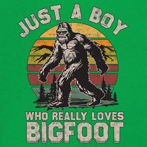 Just A Boy Who Really Loves Bigfoot Youth T-shirt Funny Vintage Sasquatch Kids - Picture 32 of 50